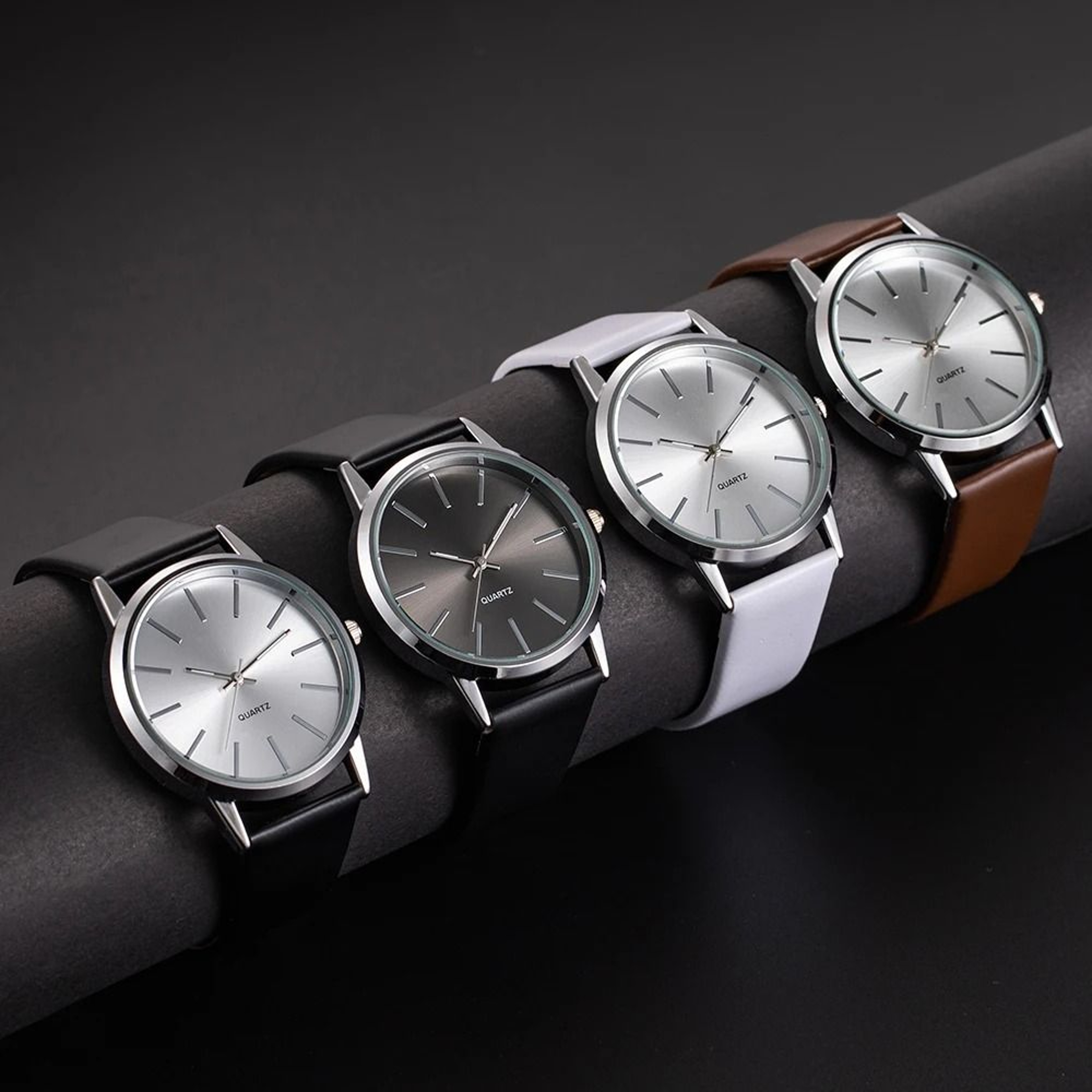 Men Leather Band Quartz Casual Wristwatch 5