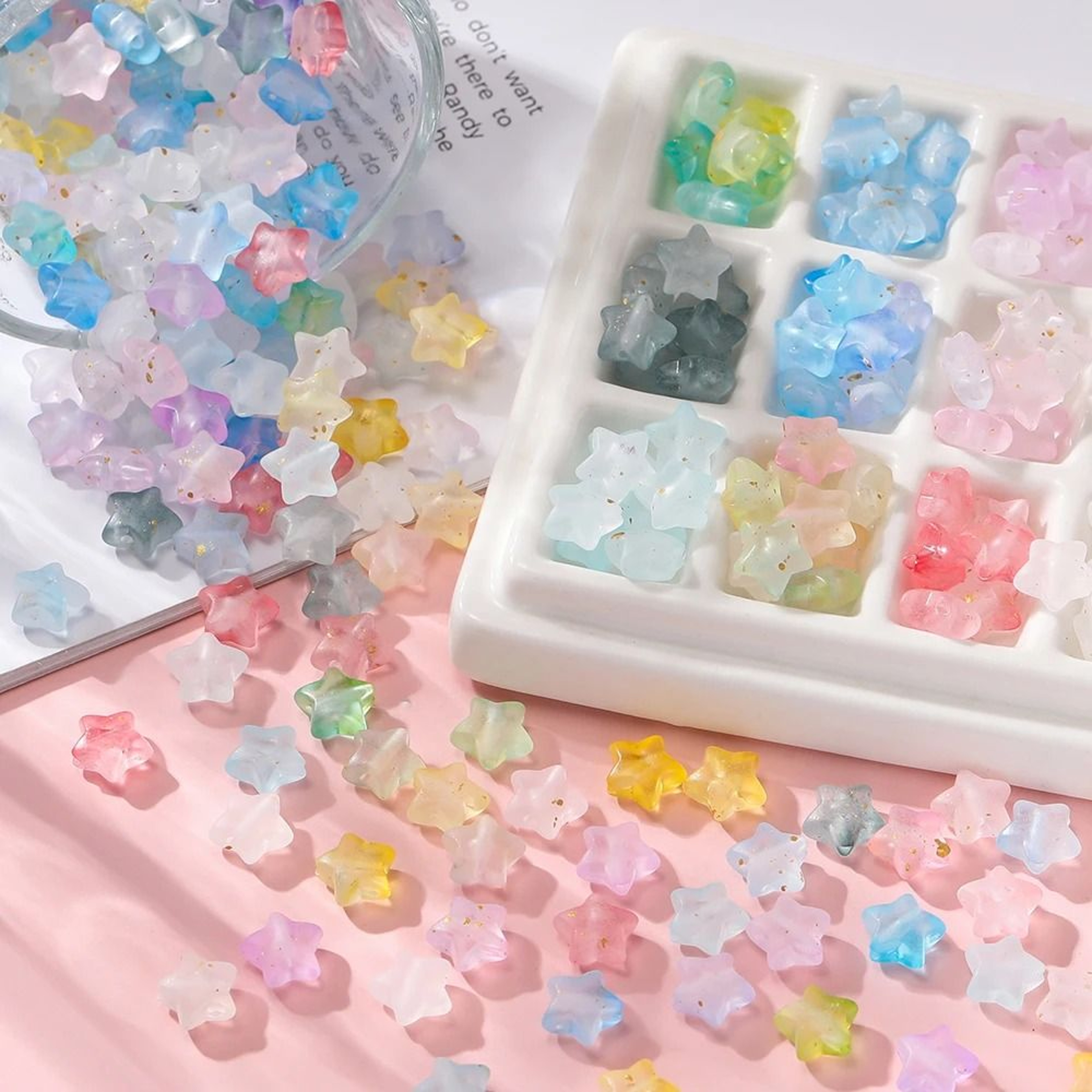 Acrylic Star Beads 10mm Sparkling DIY Jewelry Making Set 50 Pieces 4