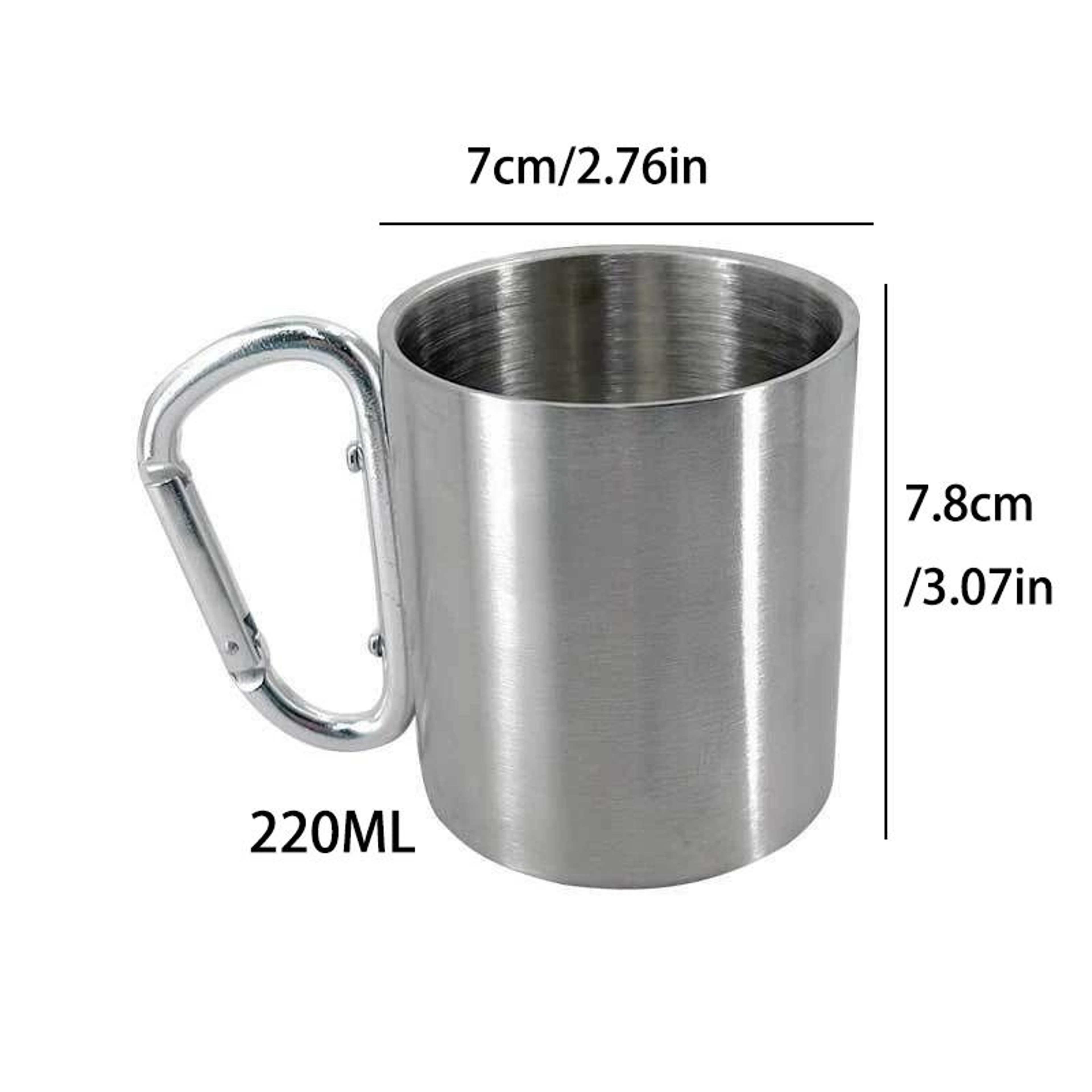 Stainless Steel Camping Cup With Carabiner Handle Portable Outdoor Mug 5