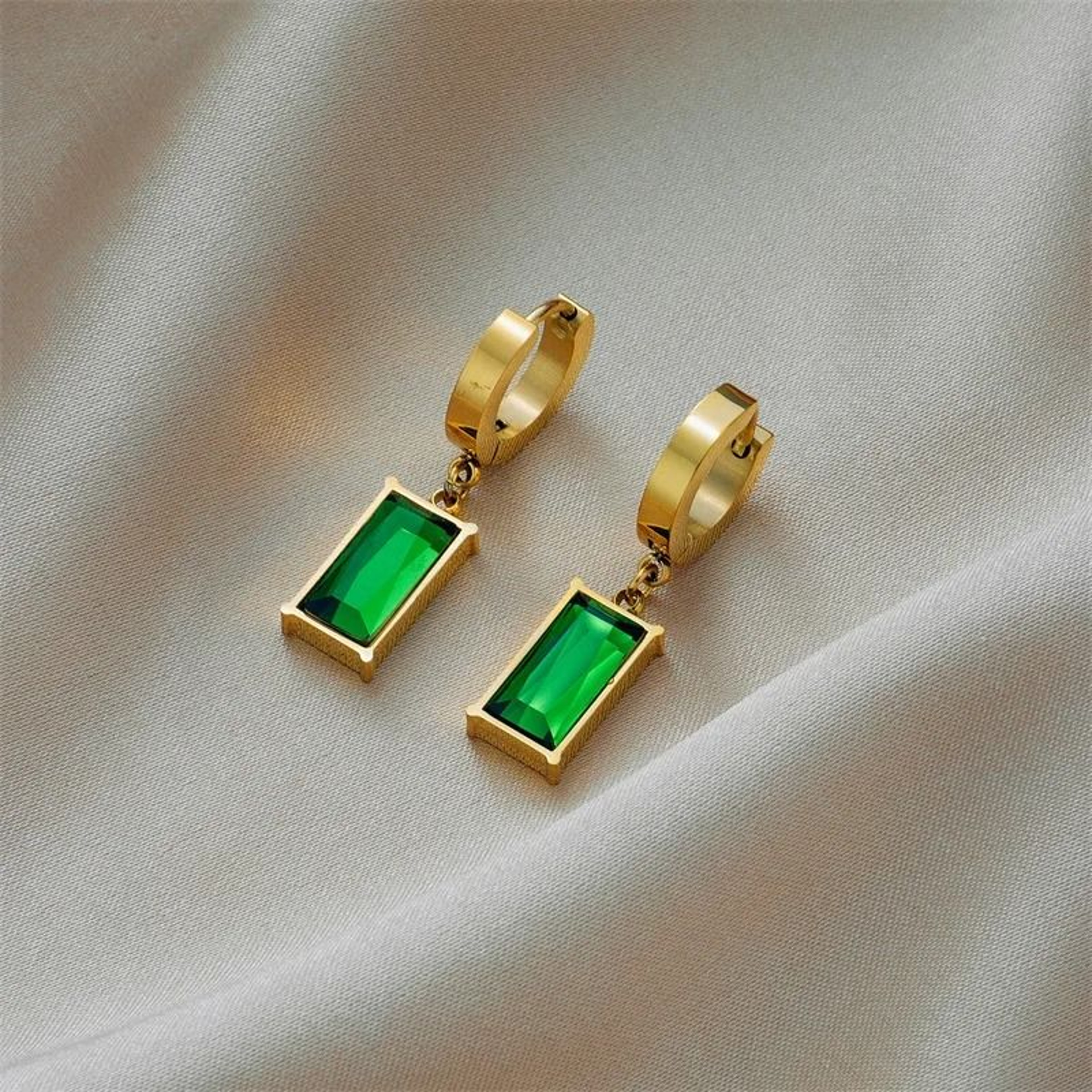 Green Crystal Zircon Pendant Necklace And Earrings Set 6
