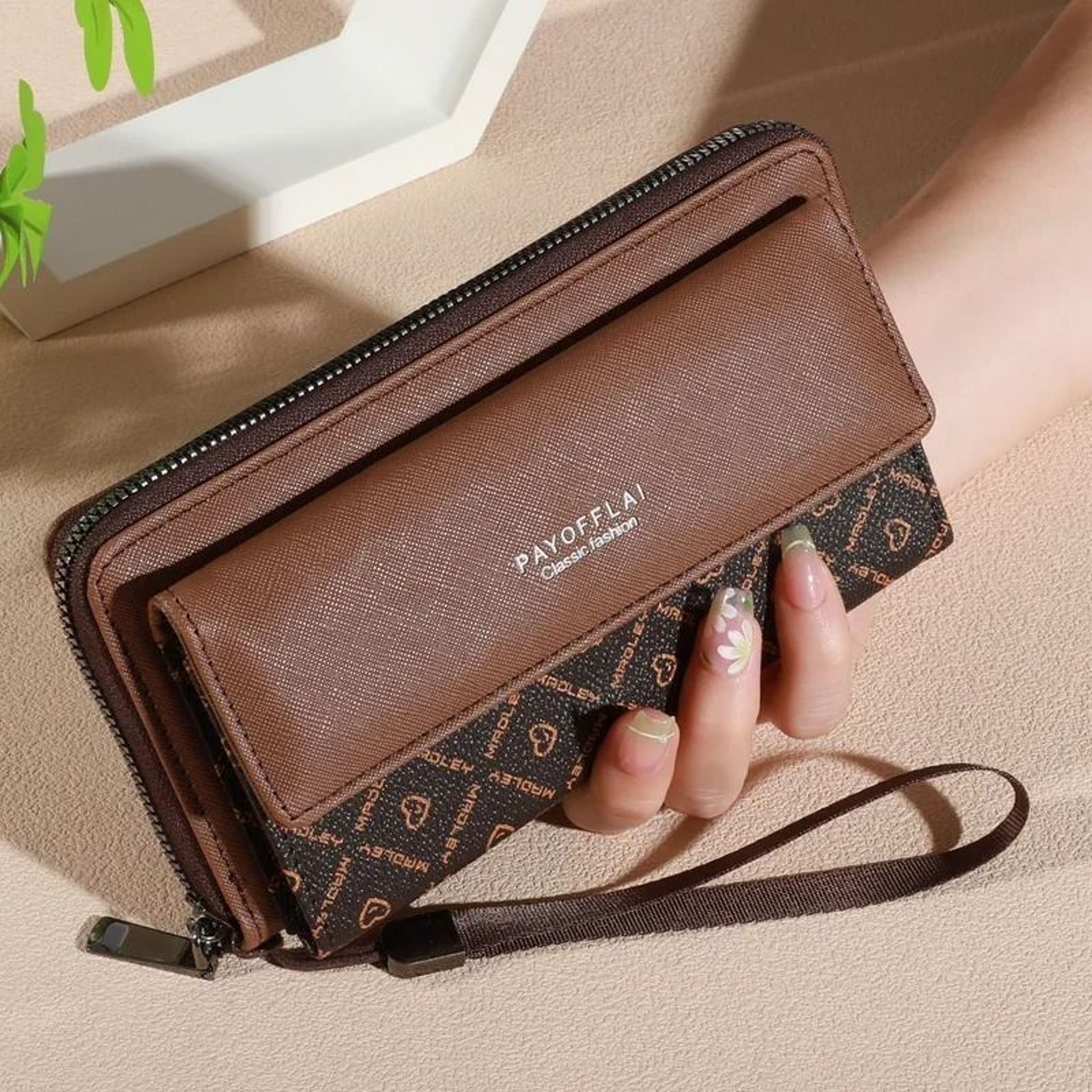 Mens Classic Faux Leather Wallet With Double Layers And Zippered Card Holder 0
