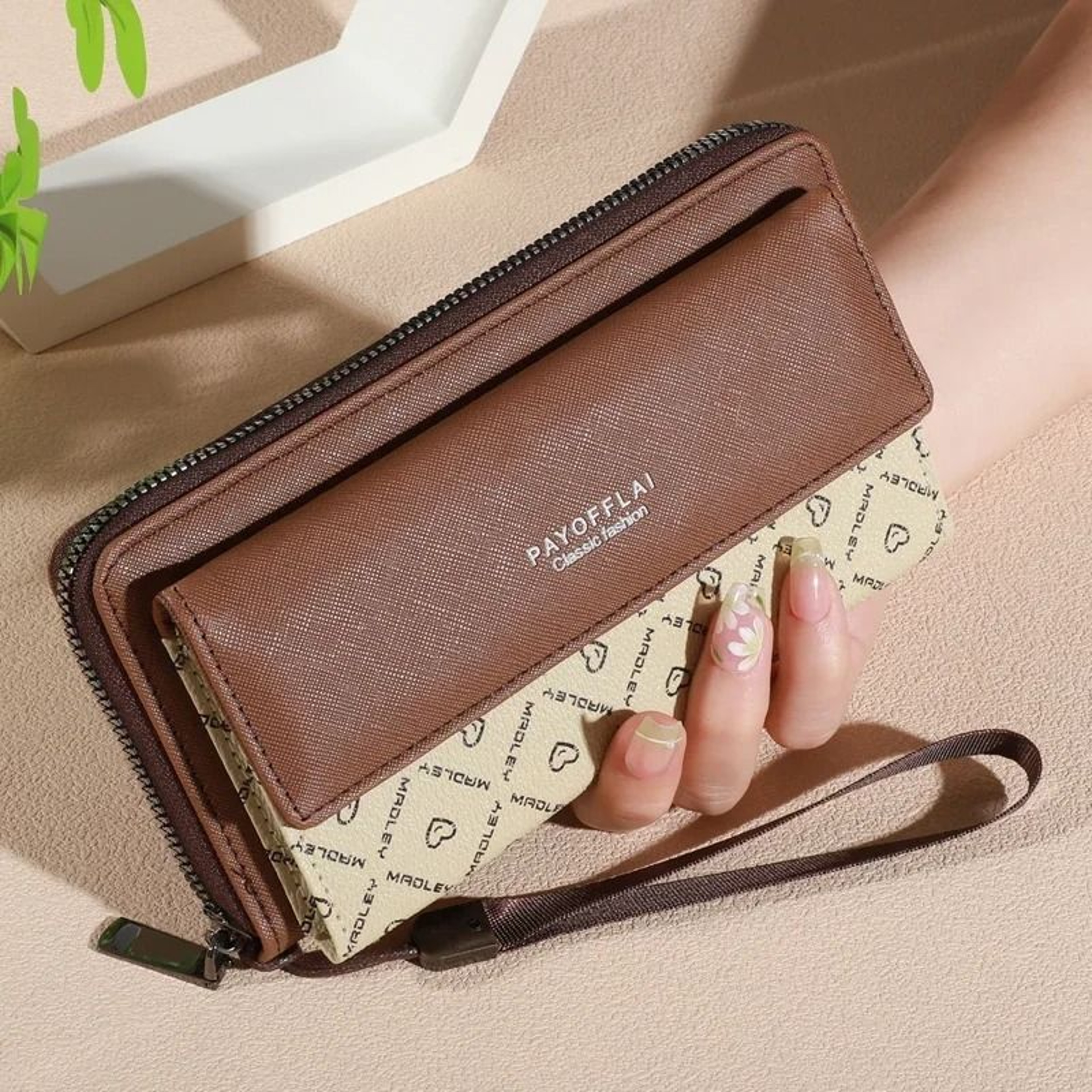 Mens Classic Faux Leather Wallet With Double Layers And Zippered Card Holder 3