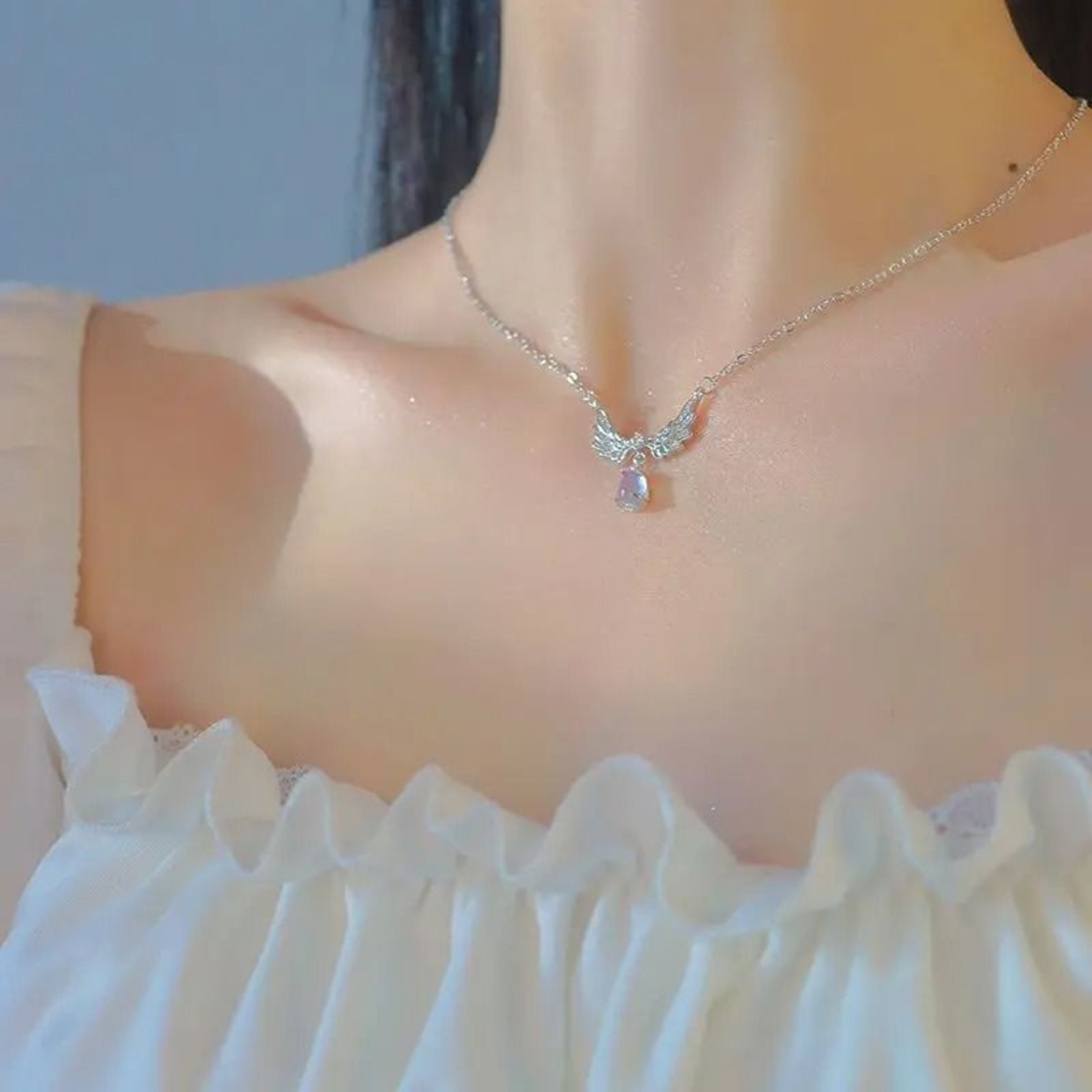 Angel Wings Moonstone Pendant Necklace 1