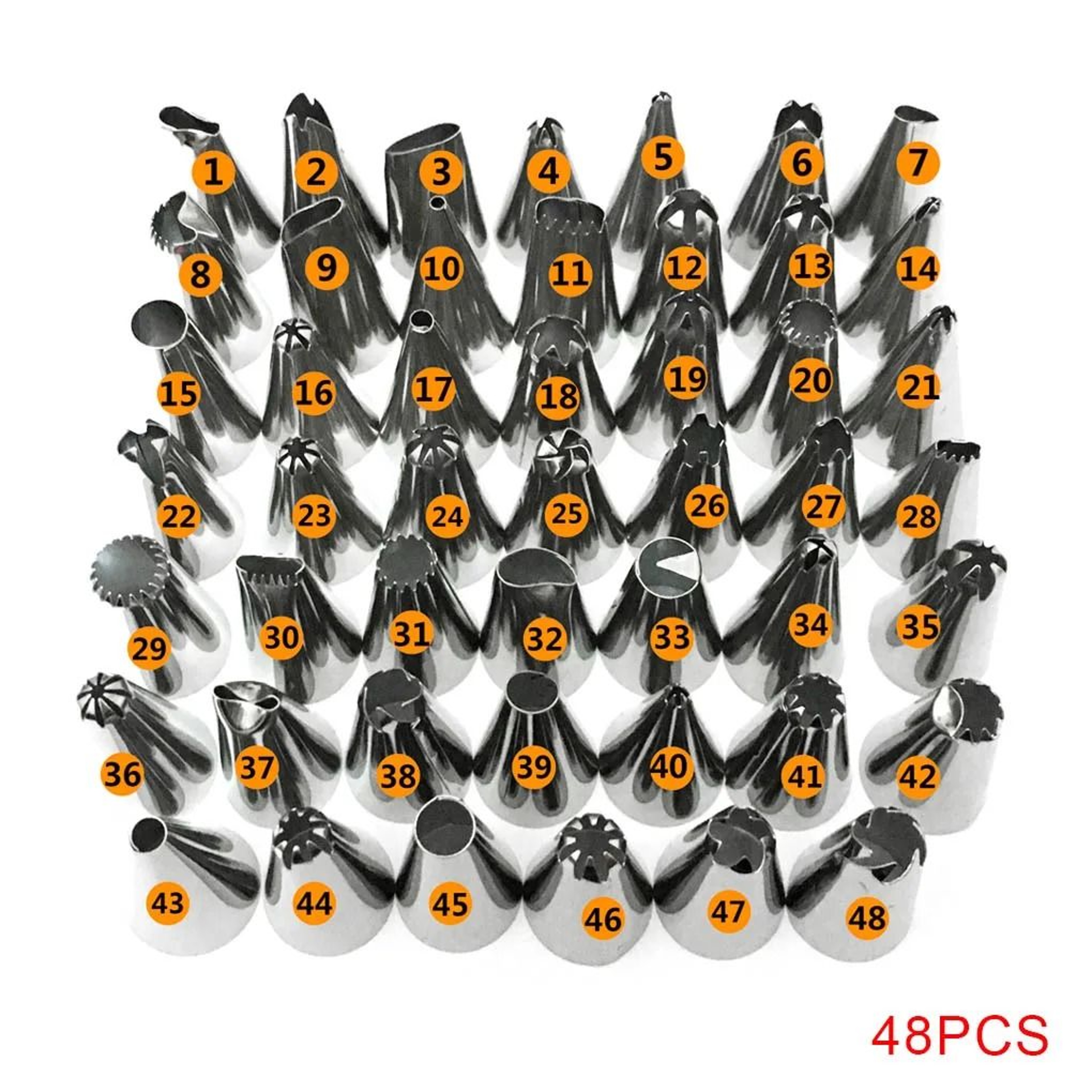 48 Piece Stainless Steel Cake Decorating Nozzles Set 0