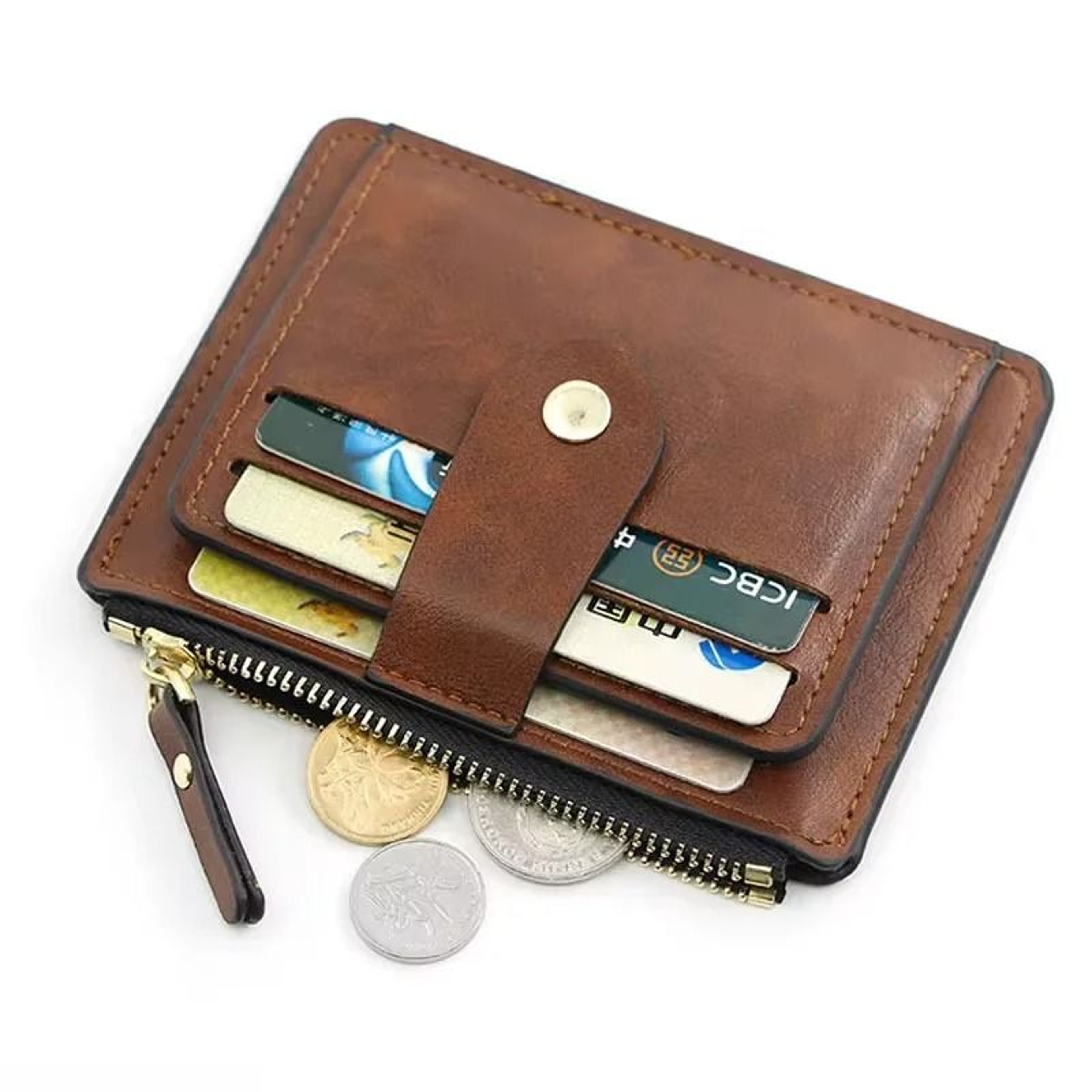Mens Slim PU Leather Wallet With Coin Pocket 6