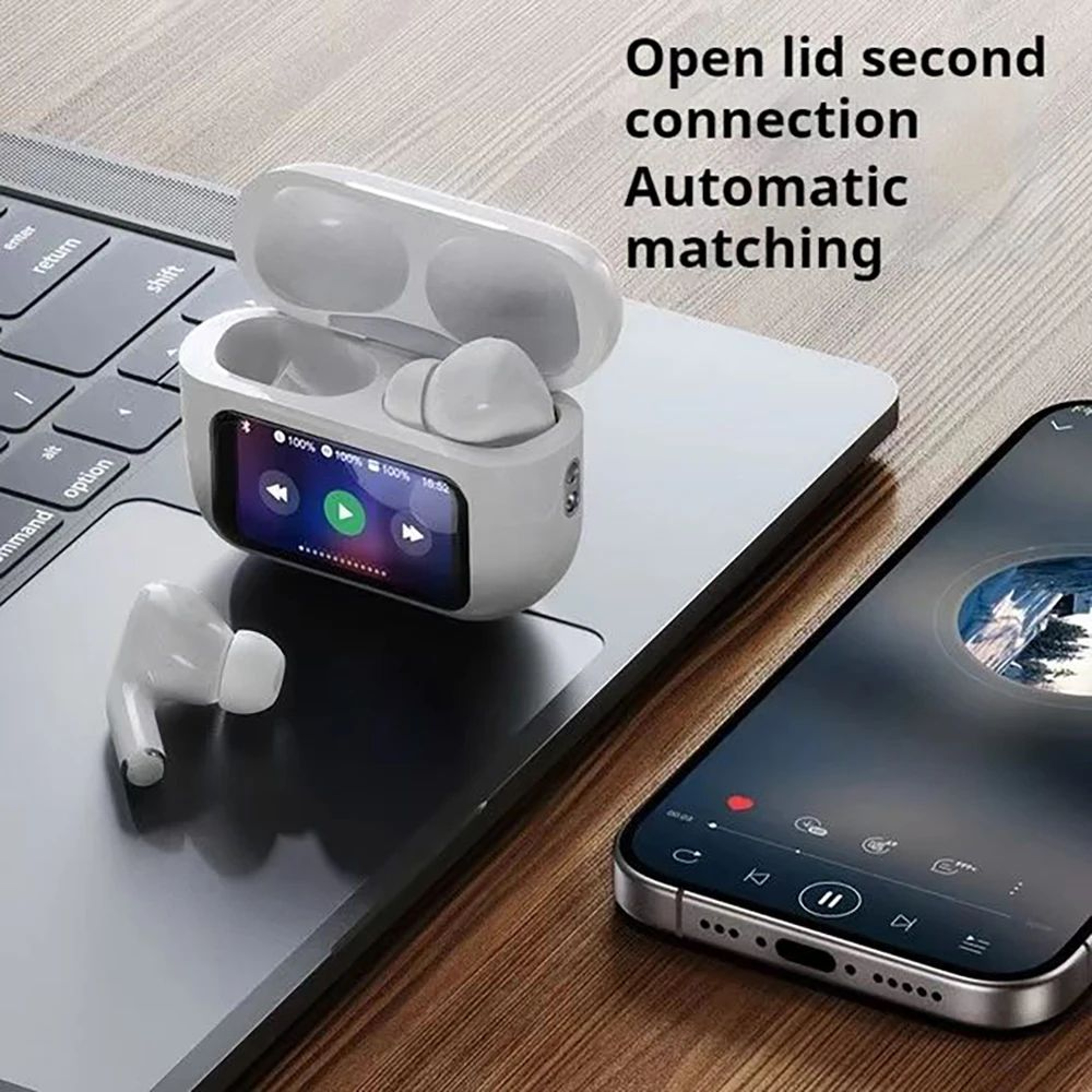 Bluetooth Configuration Headset Smart LCD Color Screen Wireless Active Noise Reduction Super Long B 2