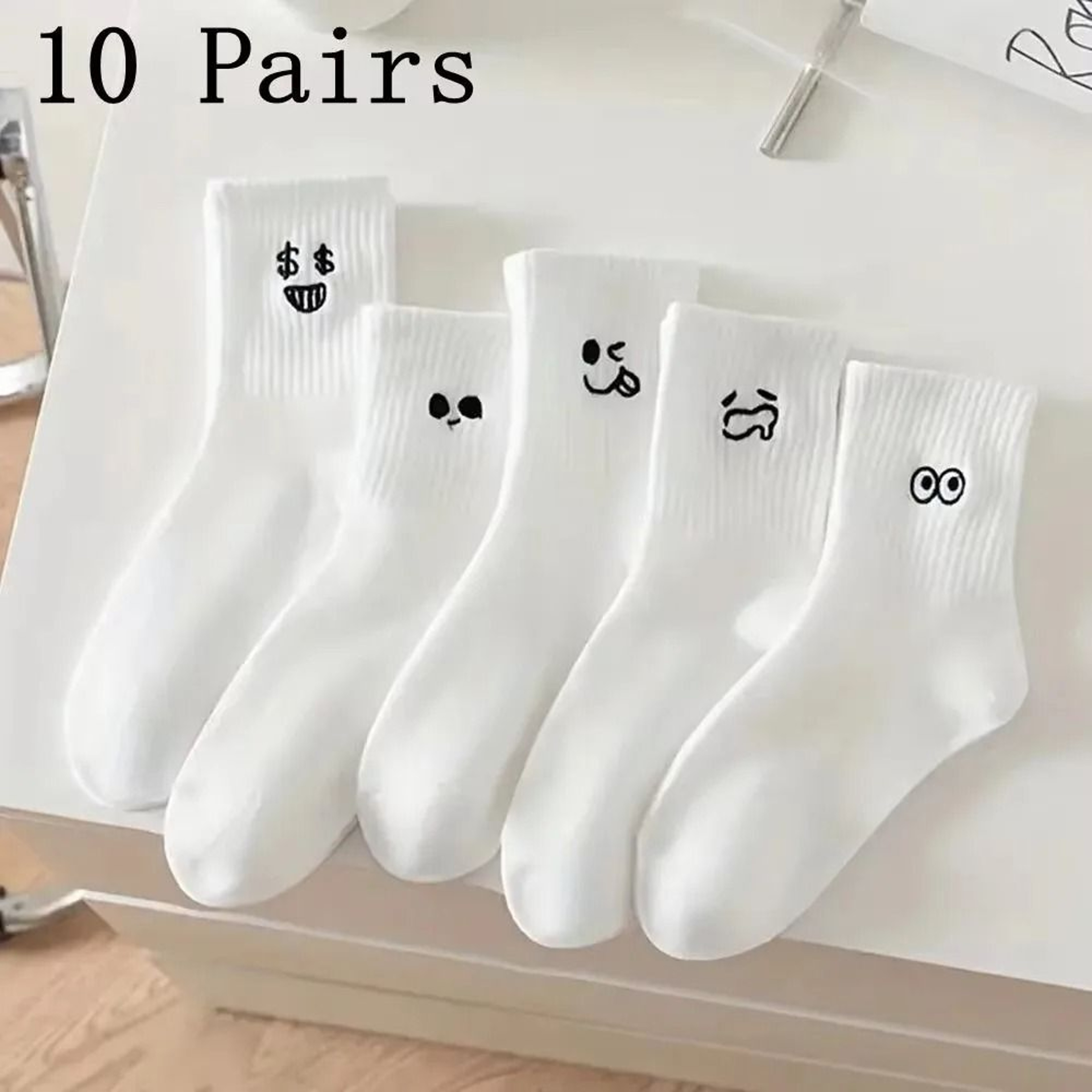 Mens Soft Breathable Cartoon Expression Socks  MultiPair Packs 6