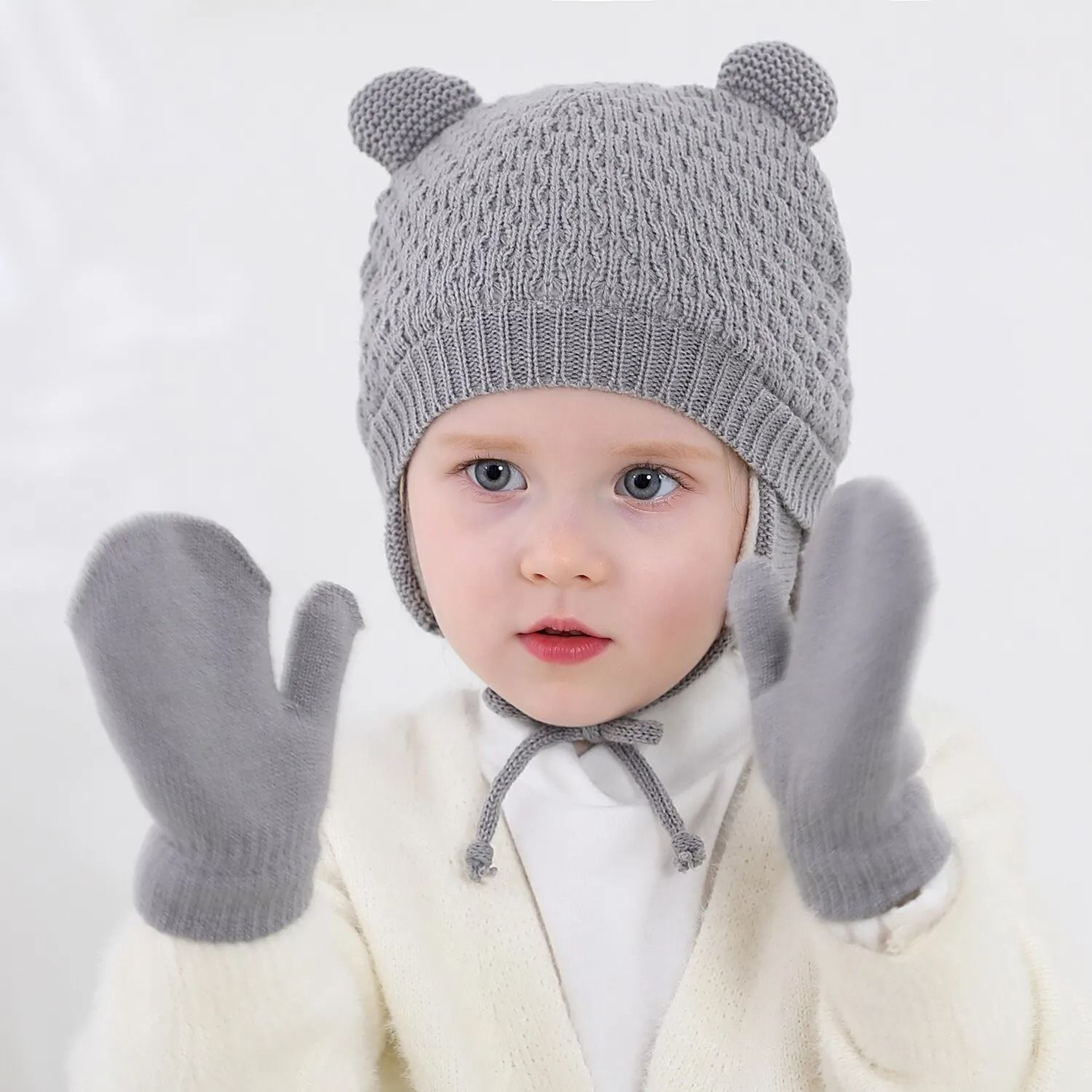 Baby Winter Knit Hat And Gloves Set 1