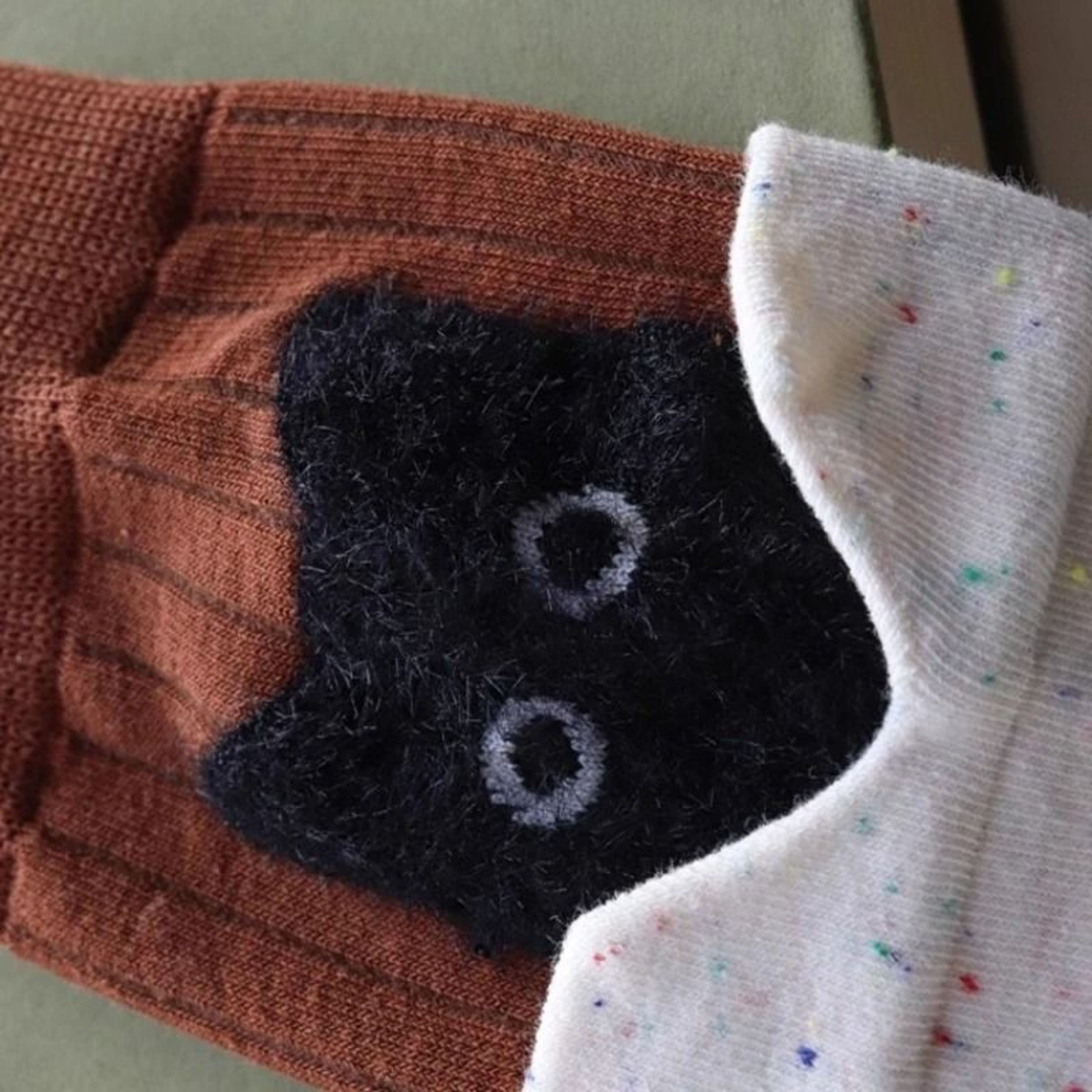 Autumn Winter Peekaboo Cat Mid Calf Socks Cute Warm Kawaii Cartoon Cotton Sleep Socks 4