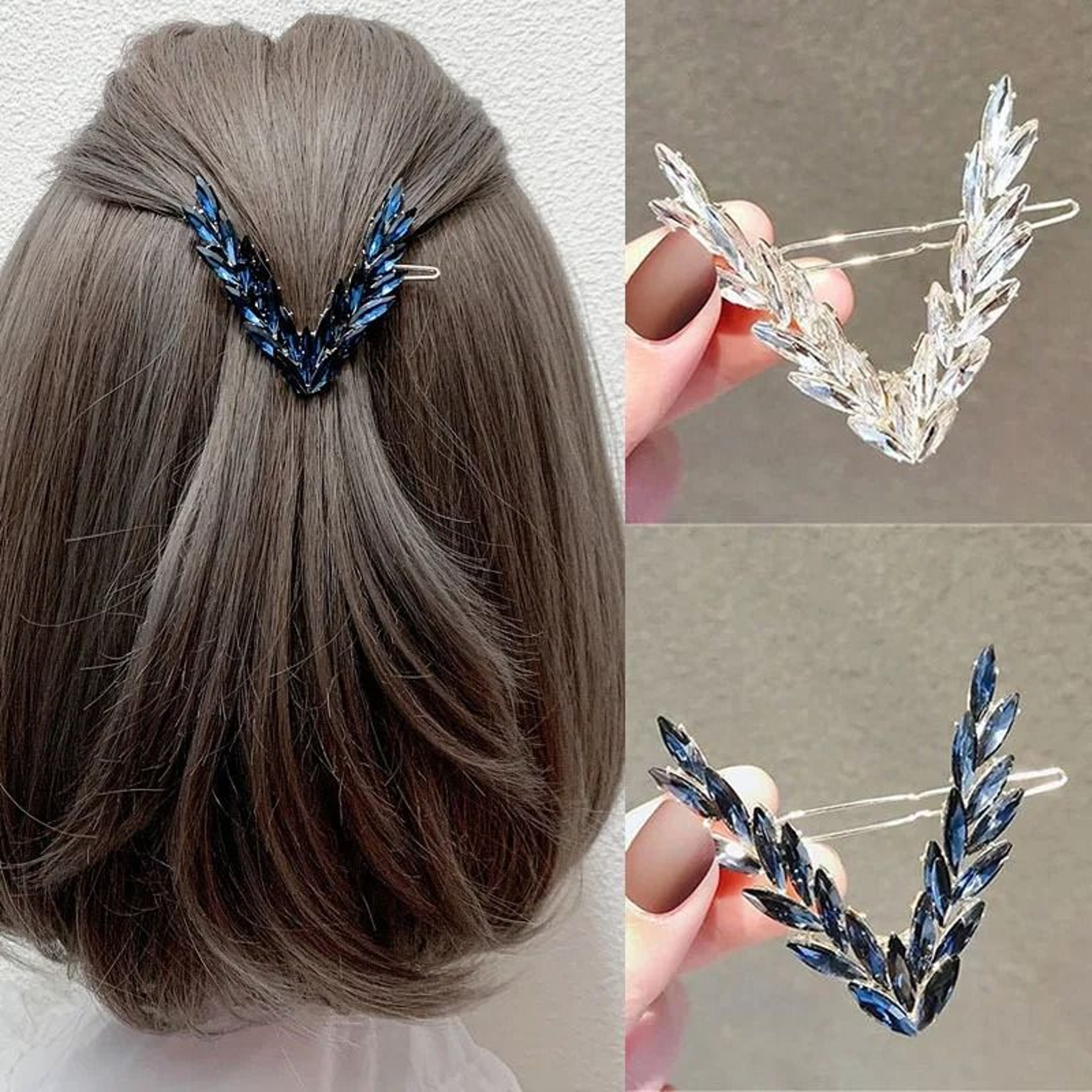 Shining Crystal V Shape Hair Clip 0