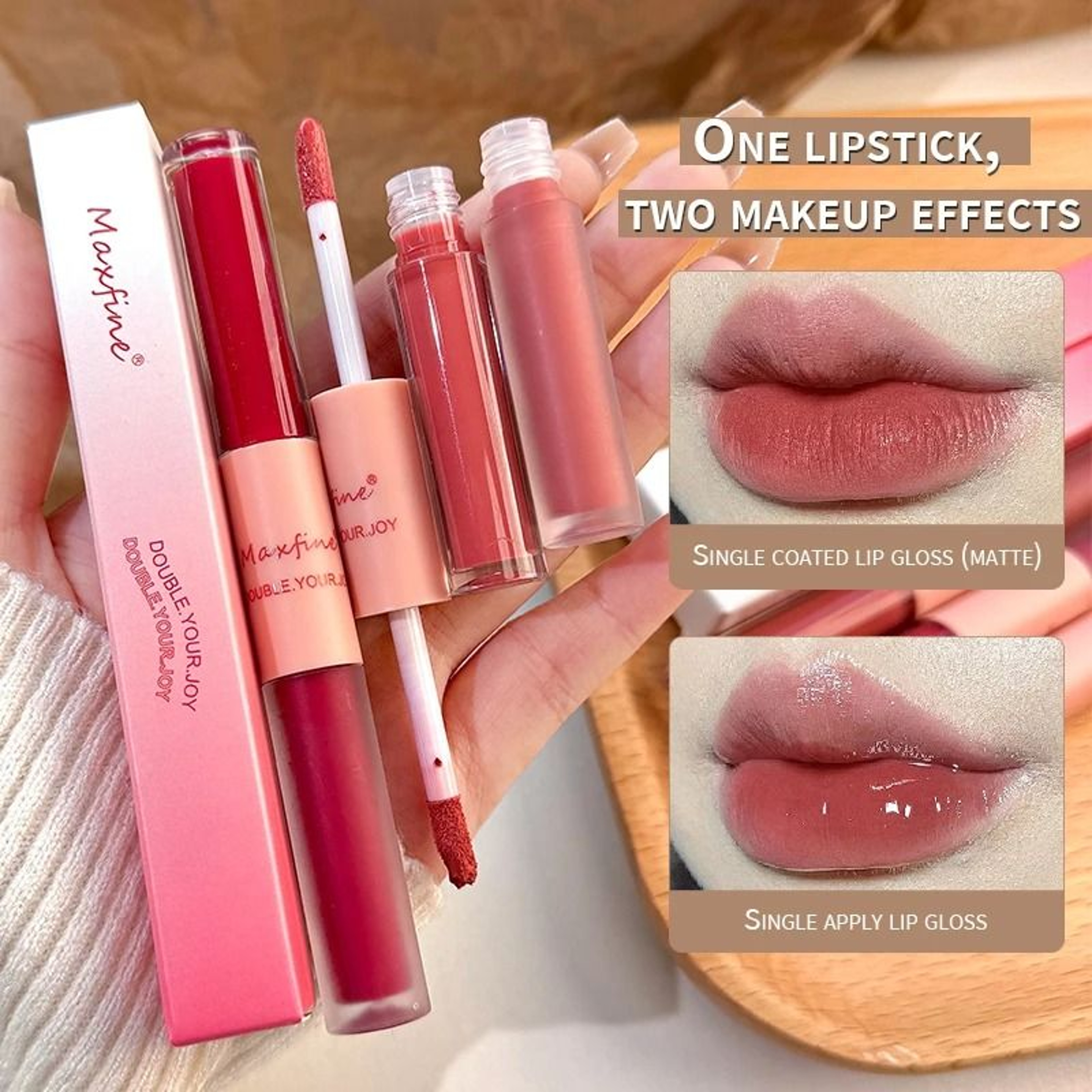Double End Lip Glaze Gloss And Matte Velvet Long Lasting Lip Color 1