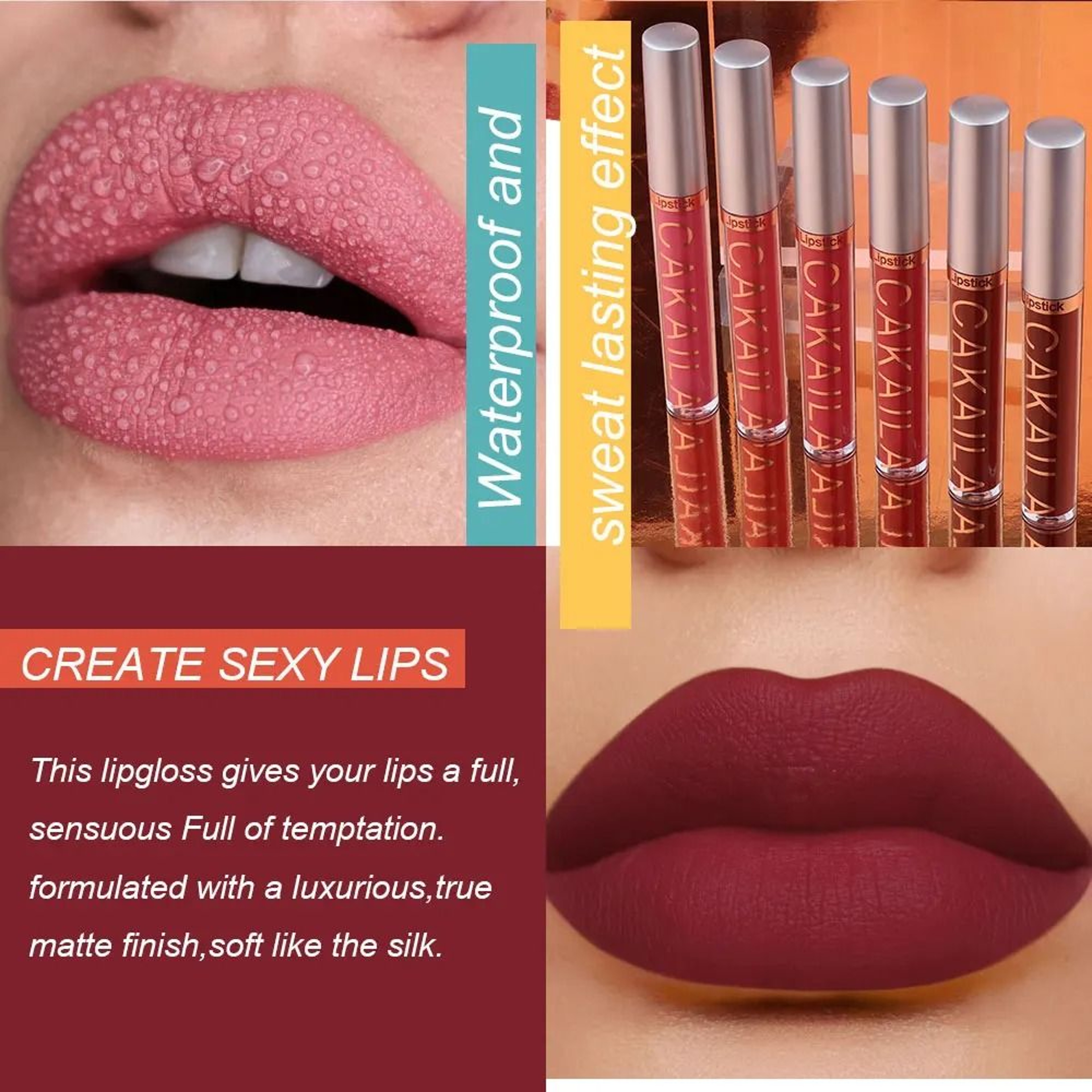 6 Color Matte Liquid Lip Gloss Set Long Lasting Waterproof 5