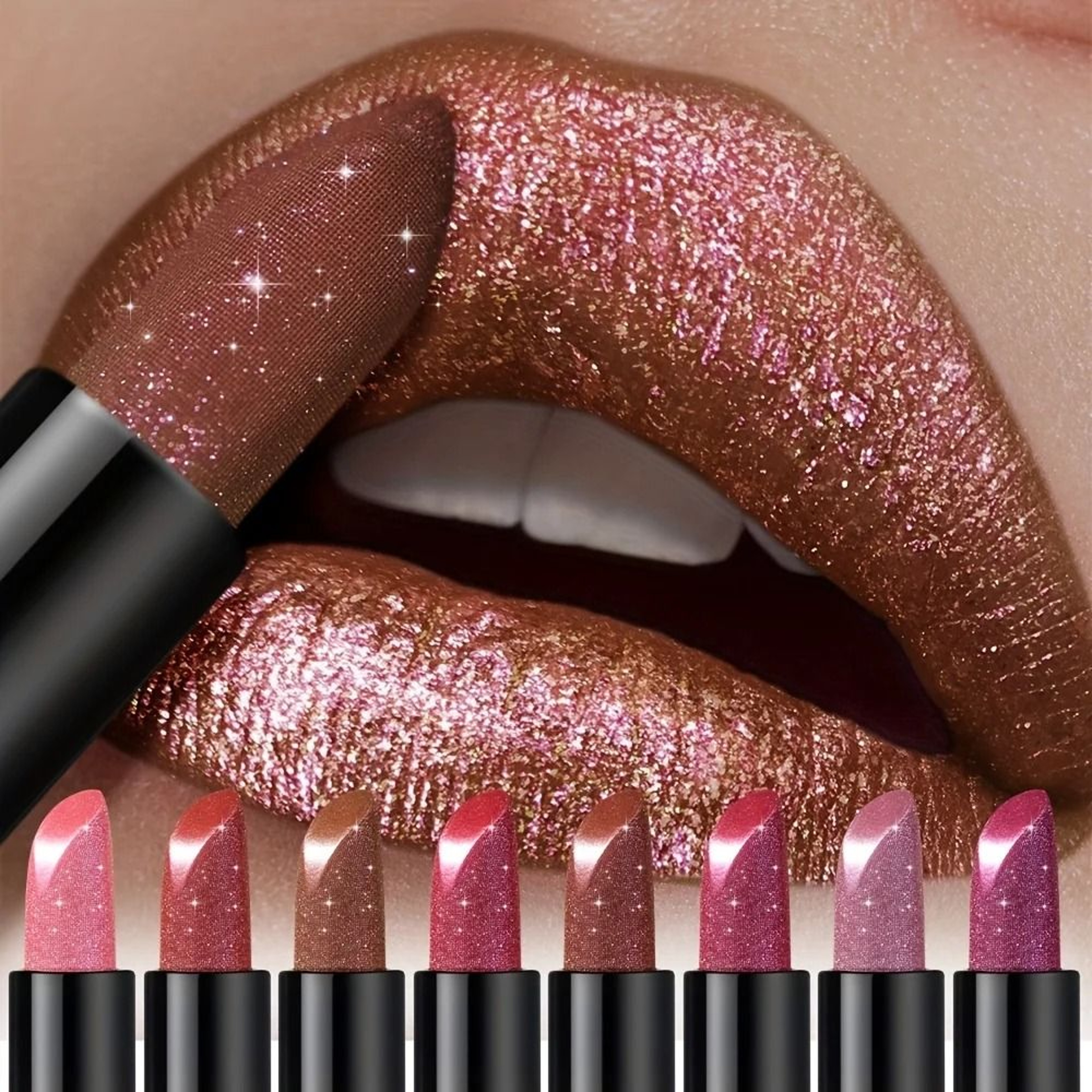 Pressable Pearlescent Glitter Lipstick Soft Creamy Shine 1
