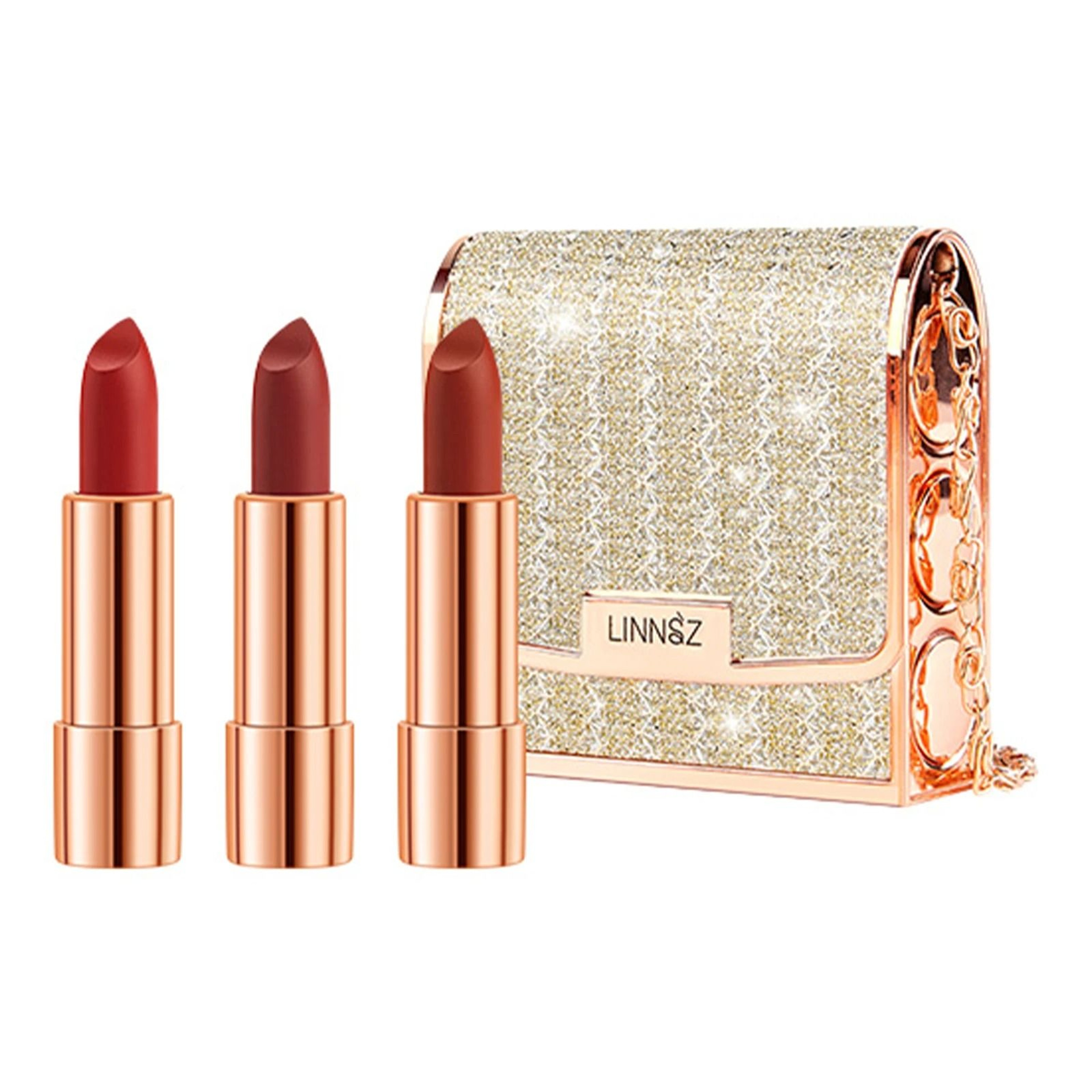 Matte Lipstick Set With Silver Chain Bag Waterproof Long Lasting 7