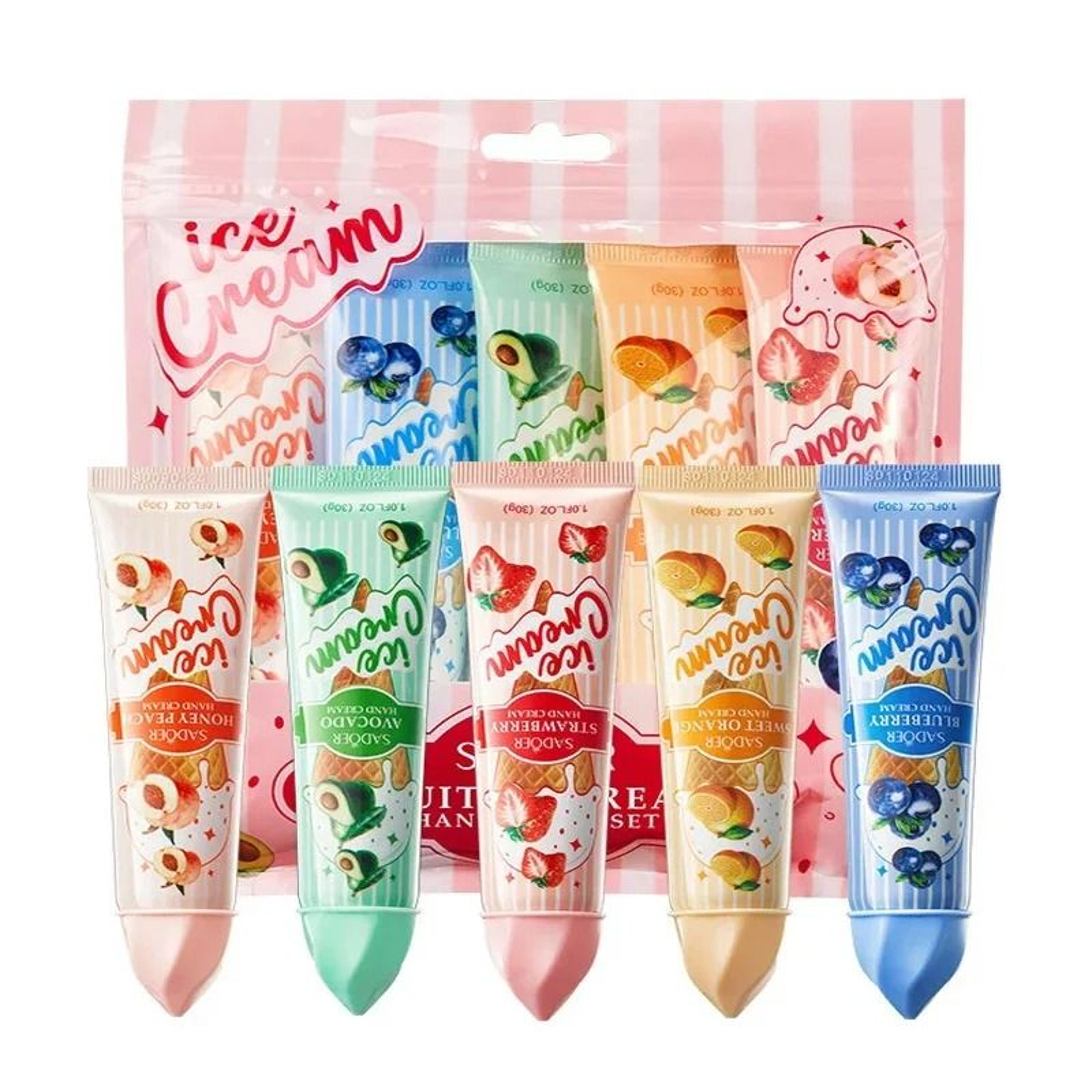 Fruit Ice Cream Hand Cream Set 5pcs Moisturizing Nourishing Hydrating Hand Care 0