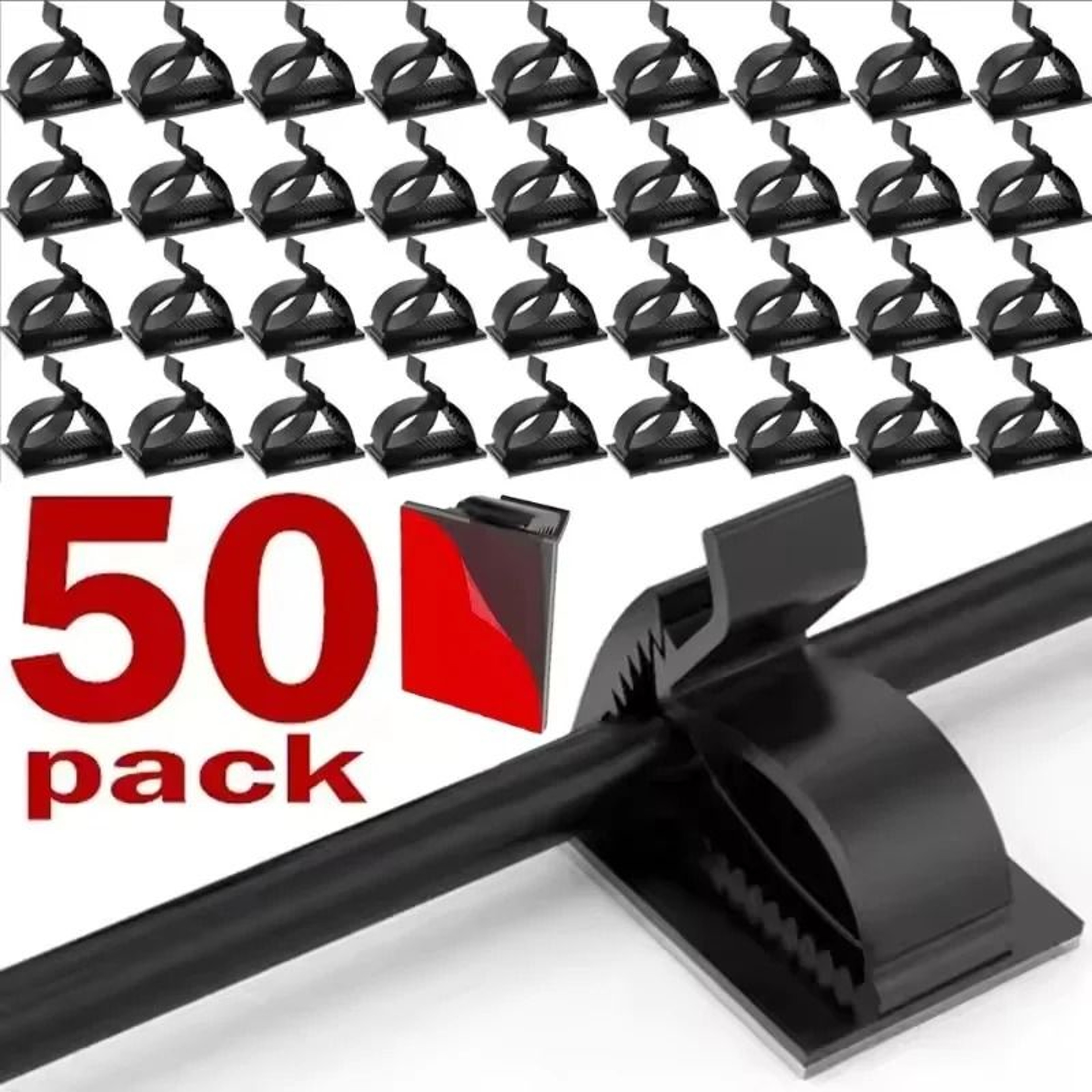 Self Adhesive Adjustable Cable Clips Wire Clamps Organizer Set 50 Piece 0