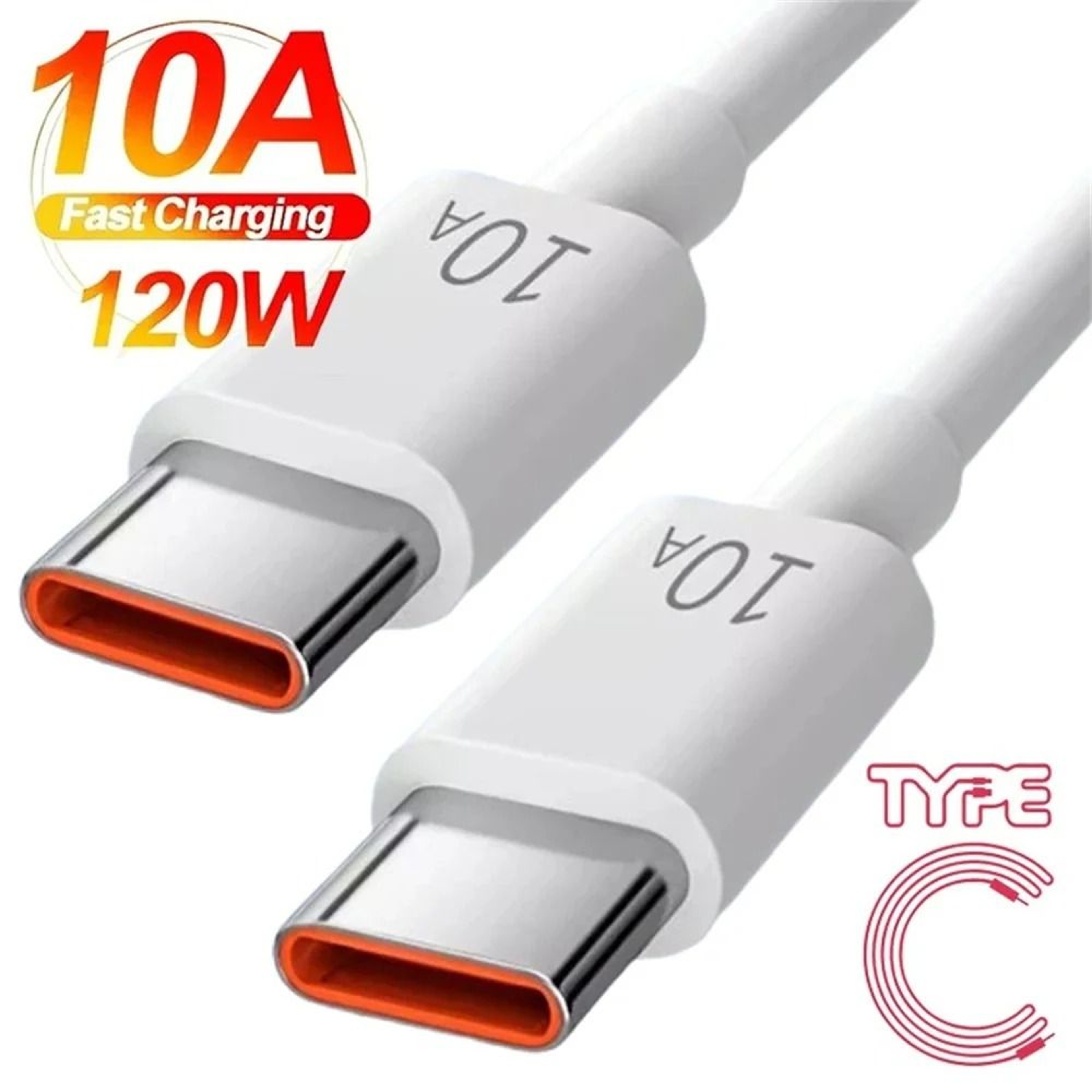 Type C To Type C 10A Fast Charging Cable 120W USB C Data Cord 0
