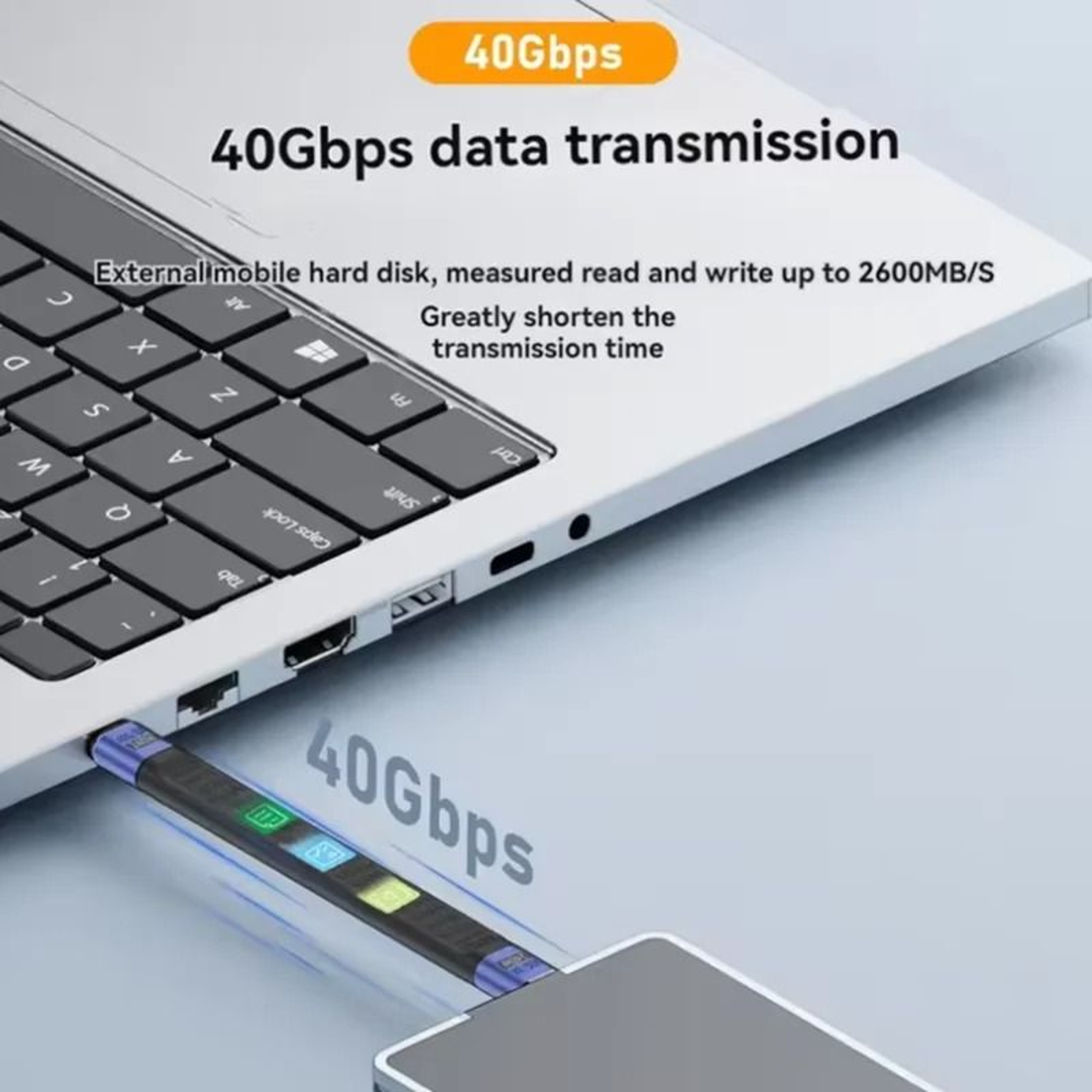 USB4 Short Cable 40Gbps Data Transfer 240W Fast Charging Type C Cord 1