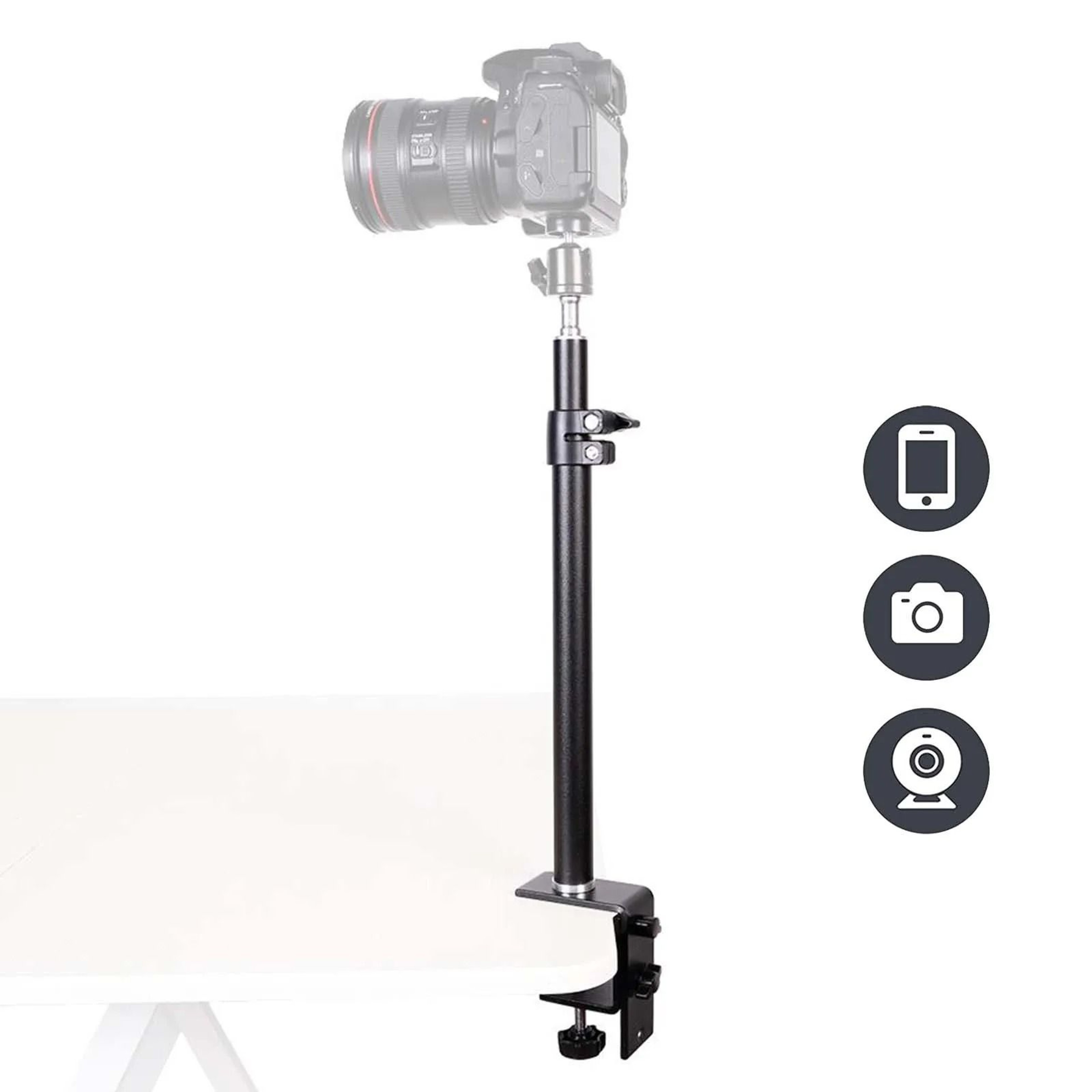 Desk Mount Stand With C Clamp And Ball Head For Cameras Lights And Microphones 6
