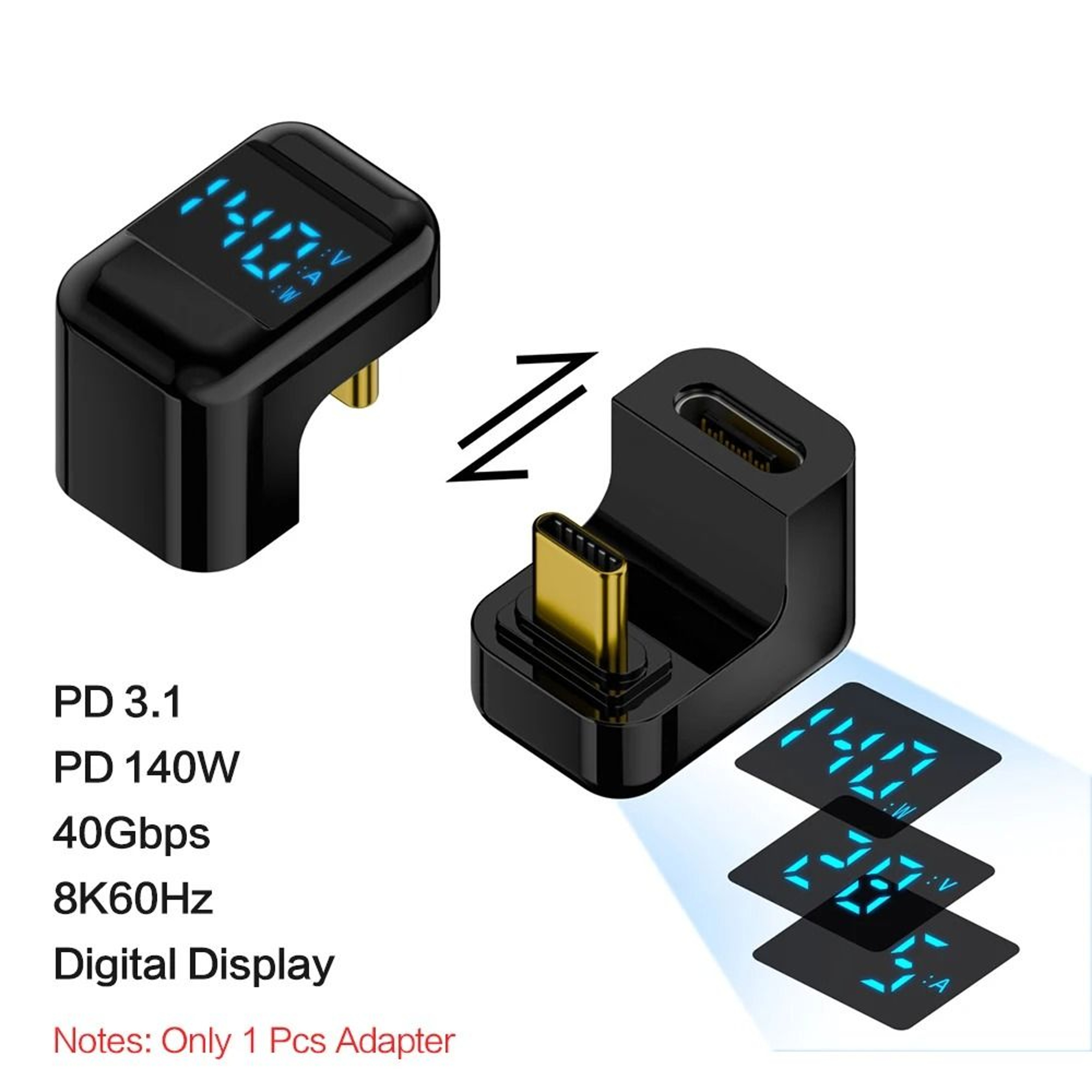 90 Degree USB C Adapter Right Angle Type C Adapter 40Gbps 140W USB4 8K Video 11