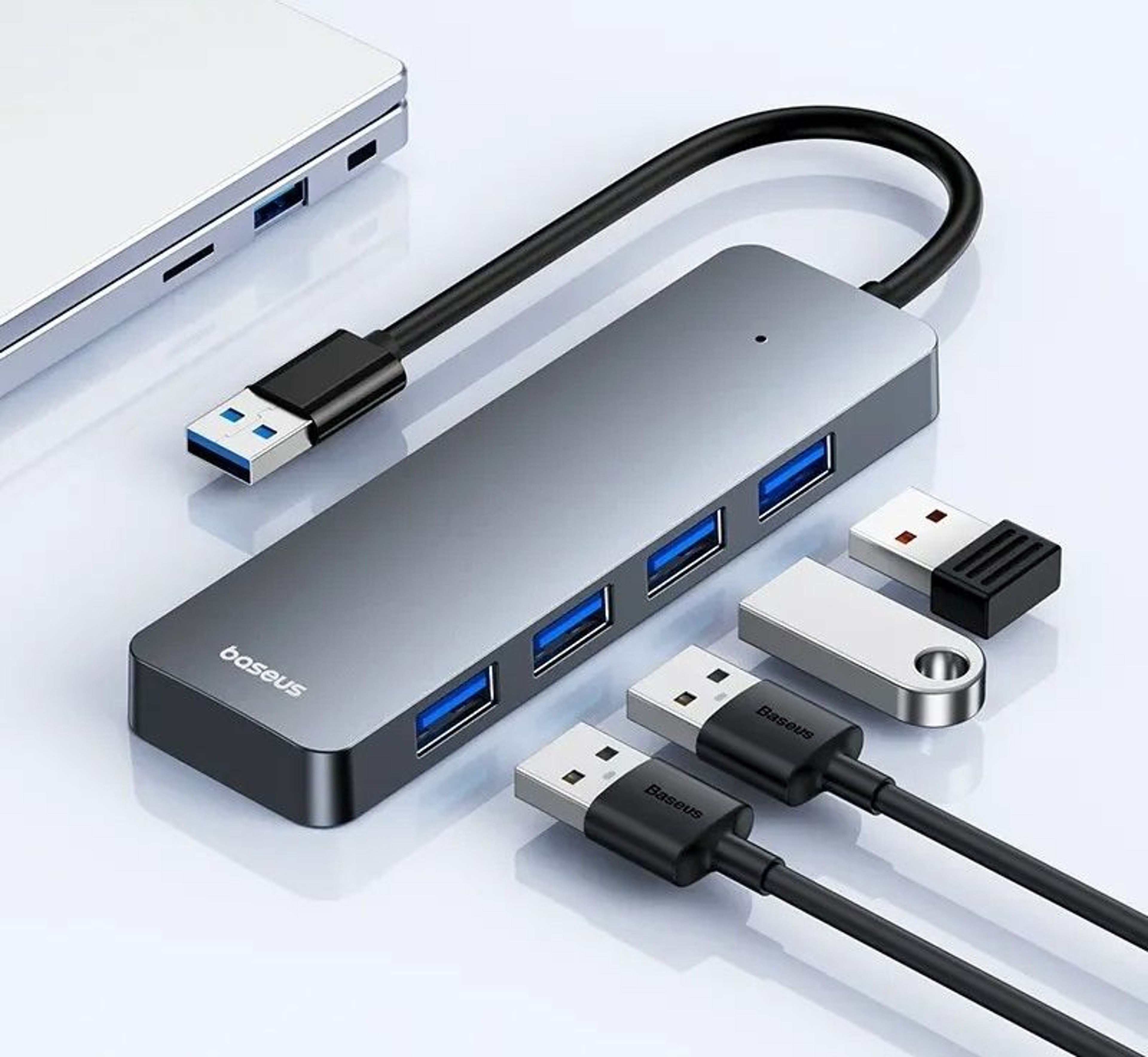 USB Hub 4 Port High Speed Multi Splitter Adapter With Compact ABS Body 0