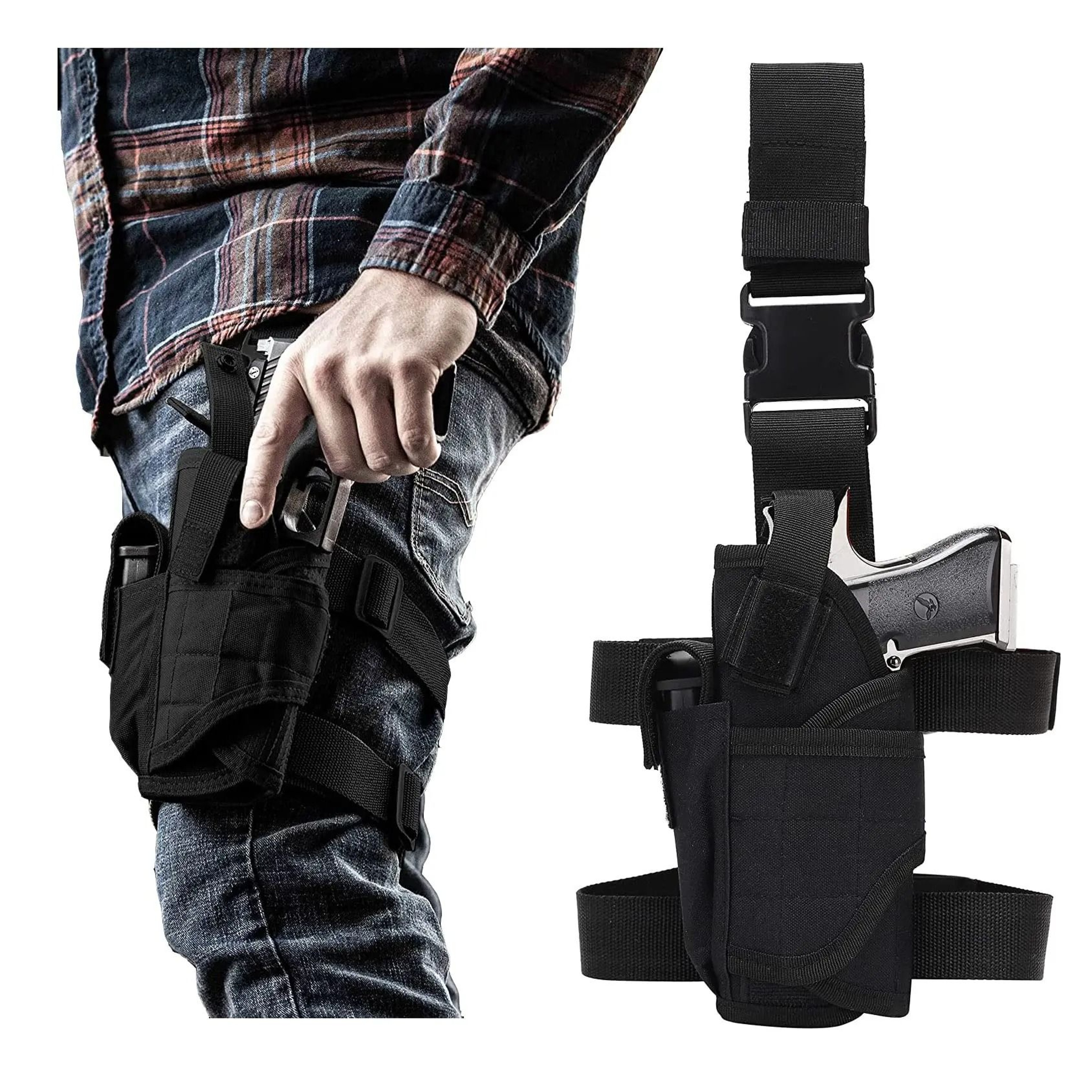 Molle Tactical Pistol Thigh Holster  Adjustable Right Hand Drop Leg Design 8