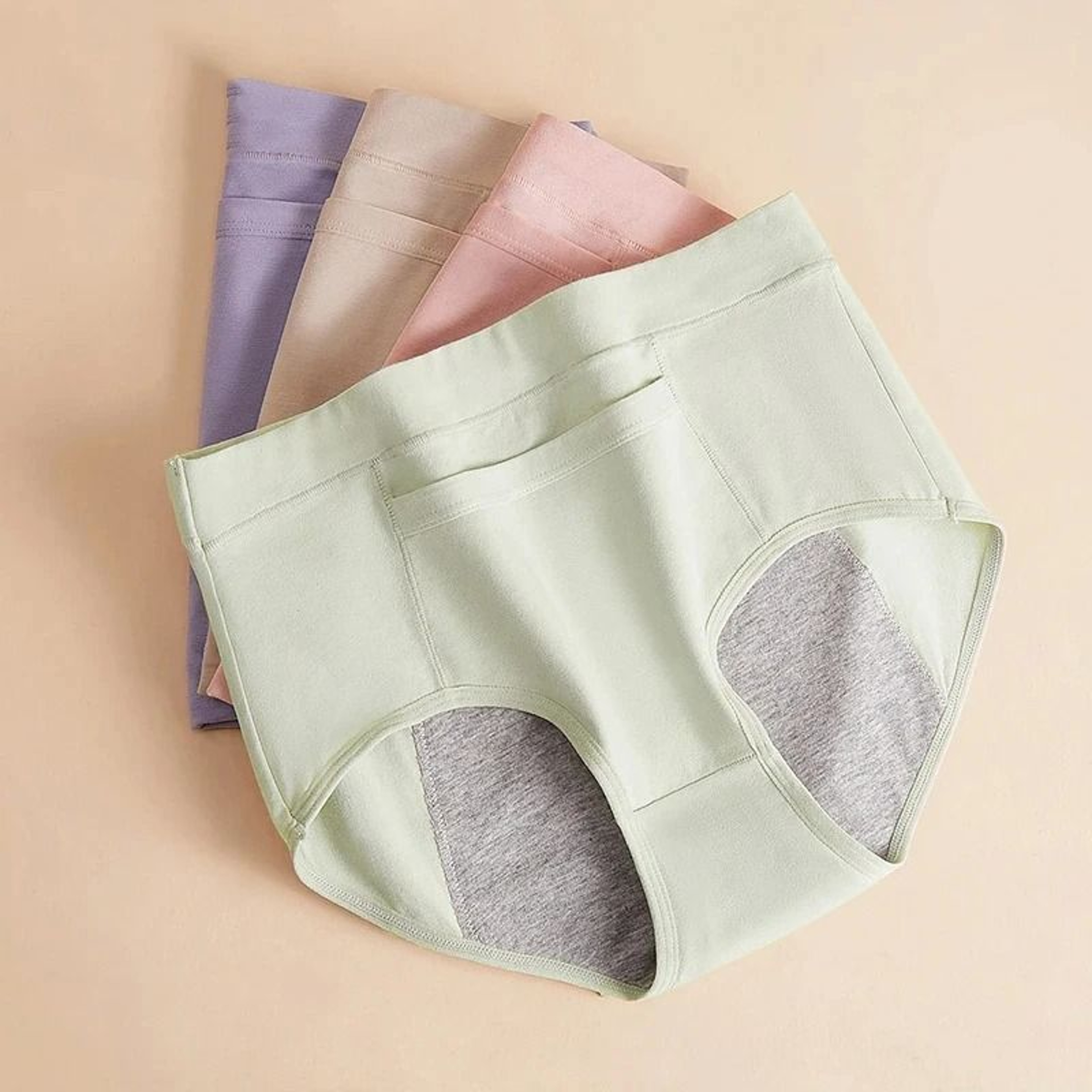 Womens Menstrual Panties Leak Proof High Waist Underwear Cotton Period Briefs Set Of 4 4