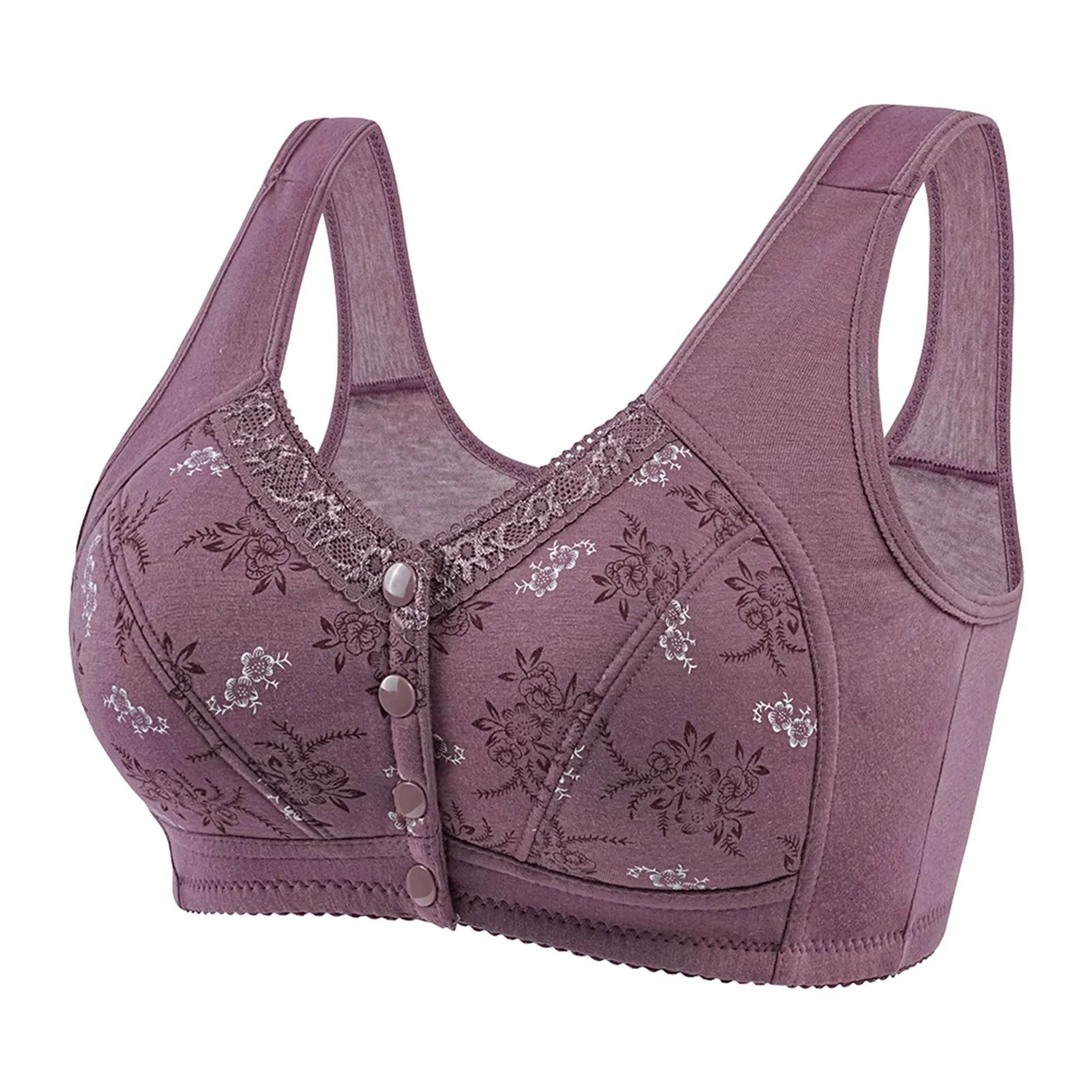 Womens Comfortable Front Button Bra Wireless Cotton Printed Lingerie 3