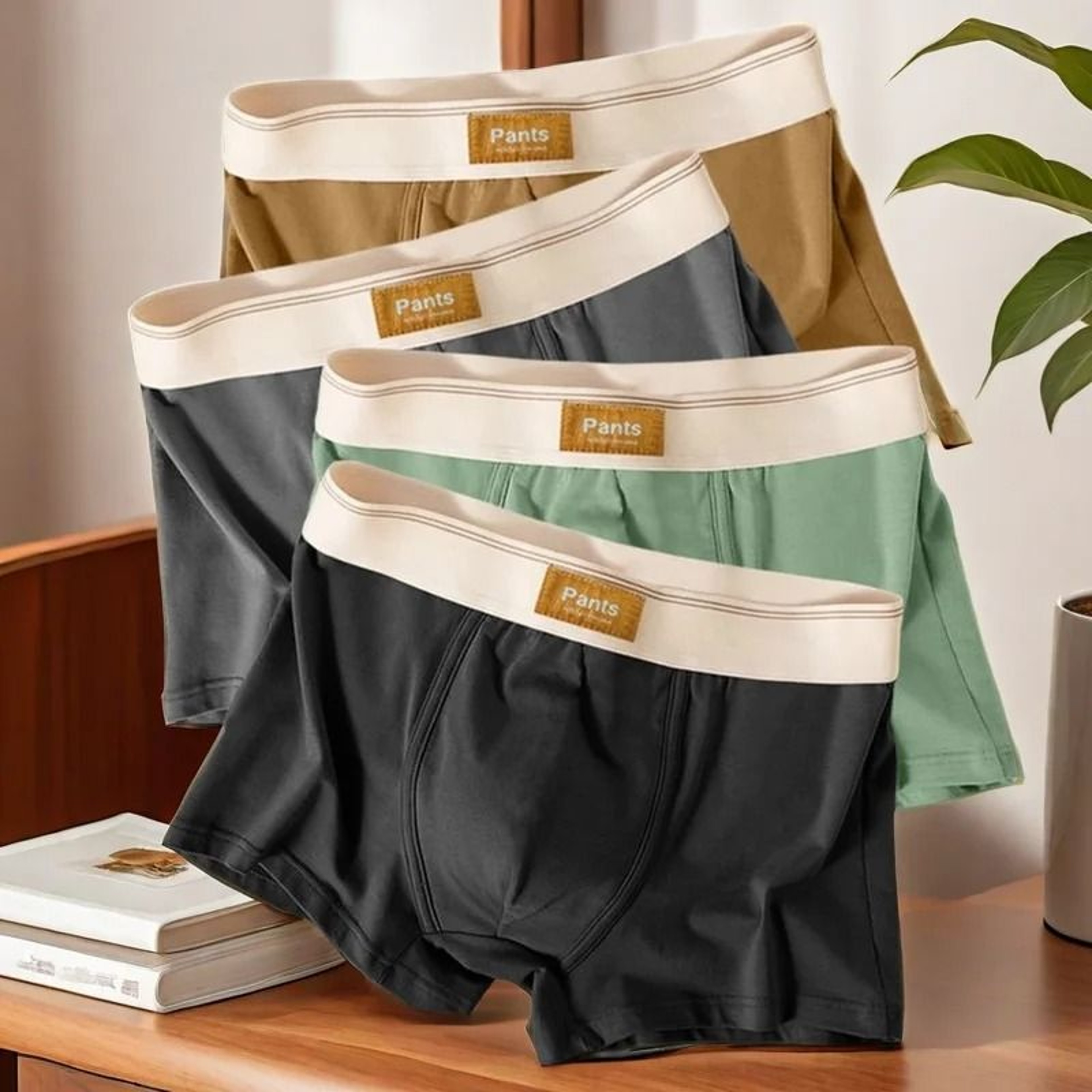 Mens Cotton Boxer Shorts Three Pack Breathable Trunks Underwear 0