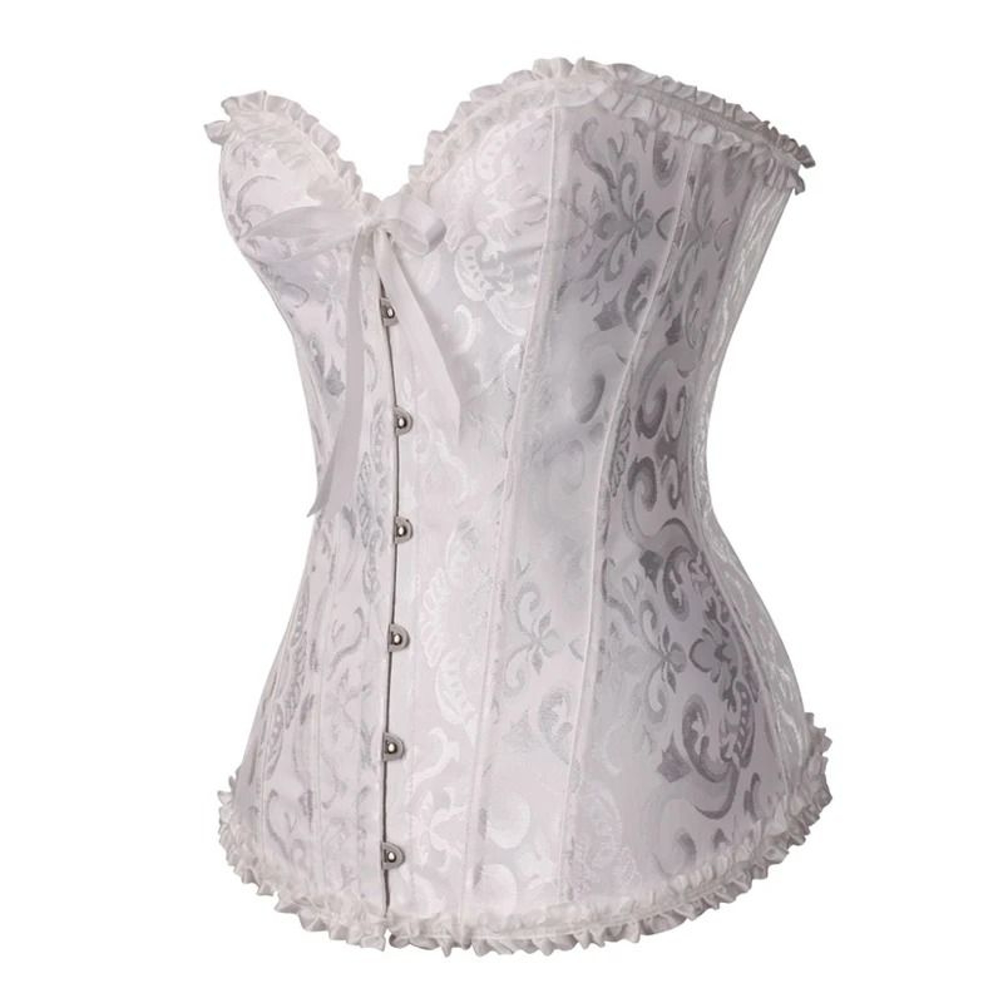 Womens Floral Lace Corset Satin Bustier Vintage Overbust Boned Top 5