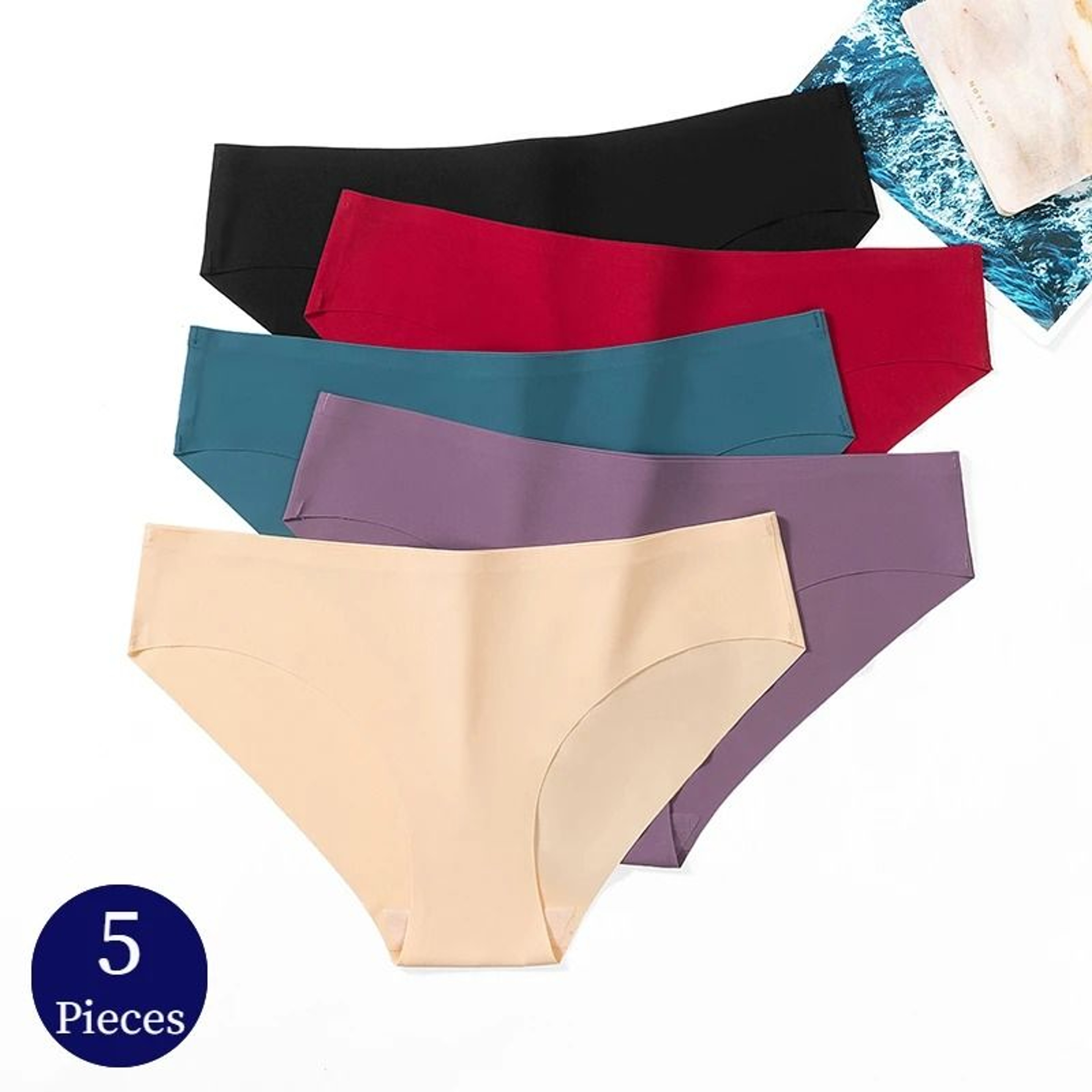 Womens Seamless Panties Five Piece Set Soft Comfortable Breathable Underwear 0