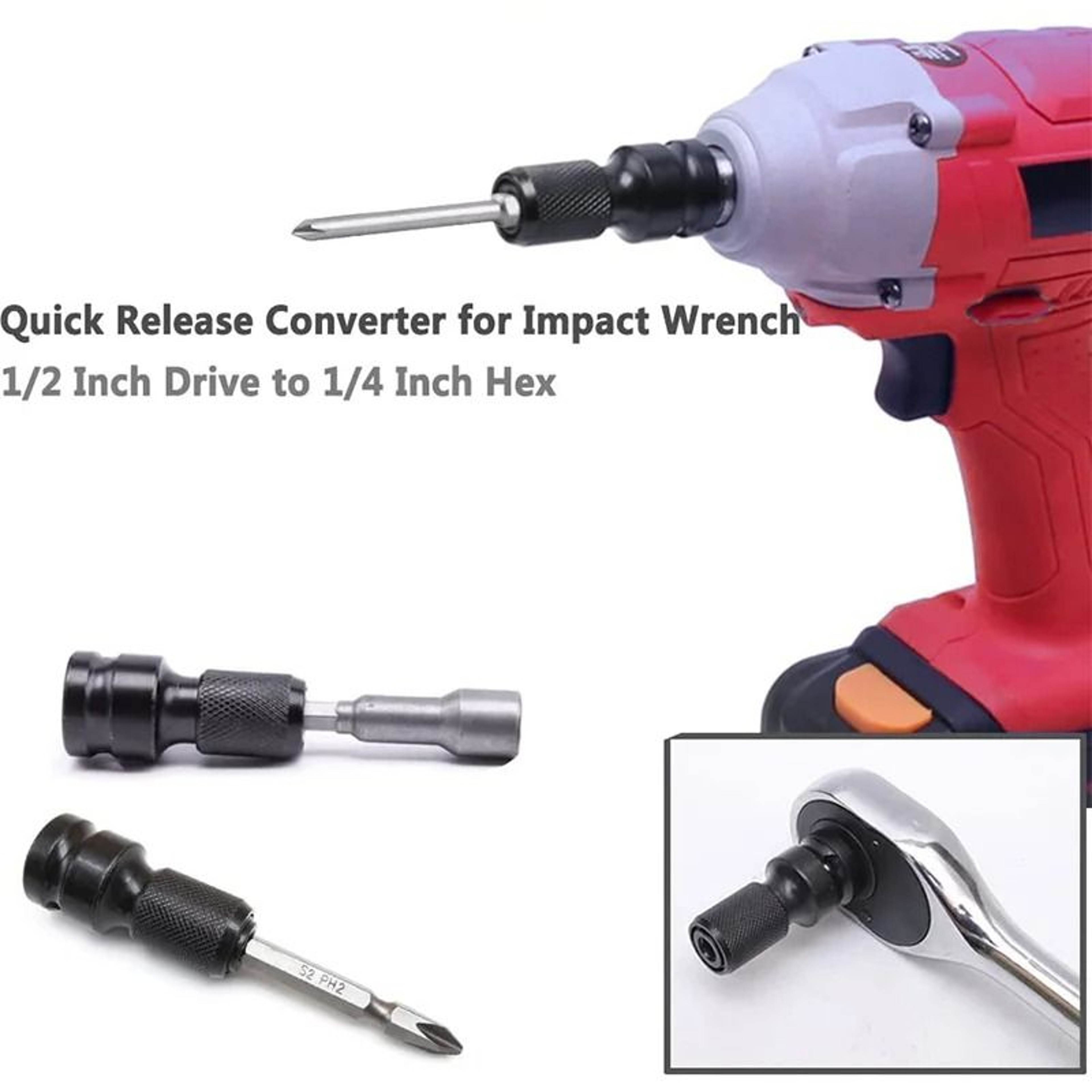 Quick Release Square To Hex Socket Adapter Converter 4