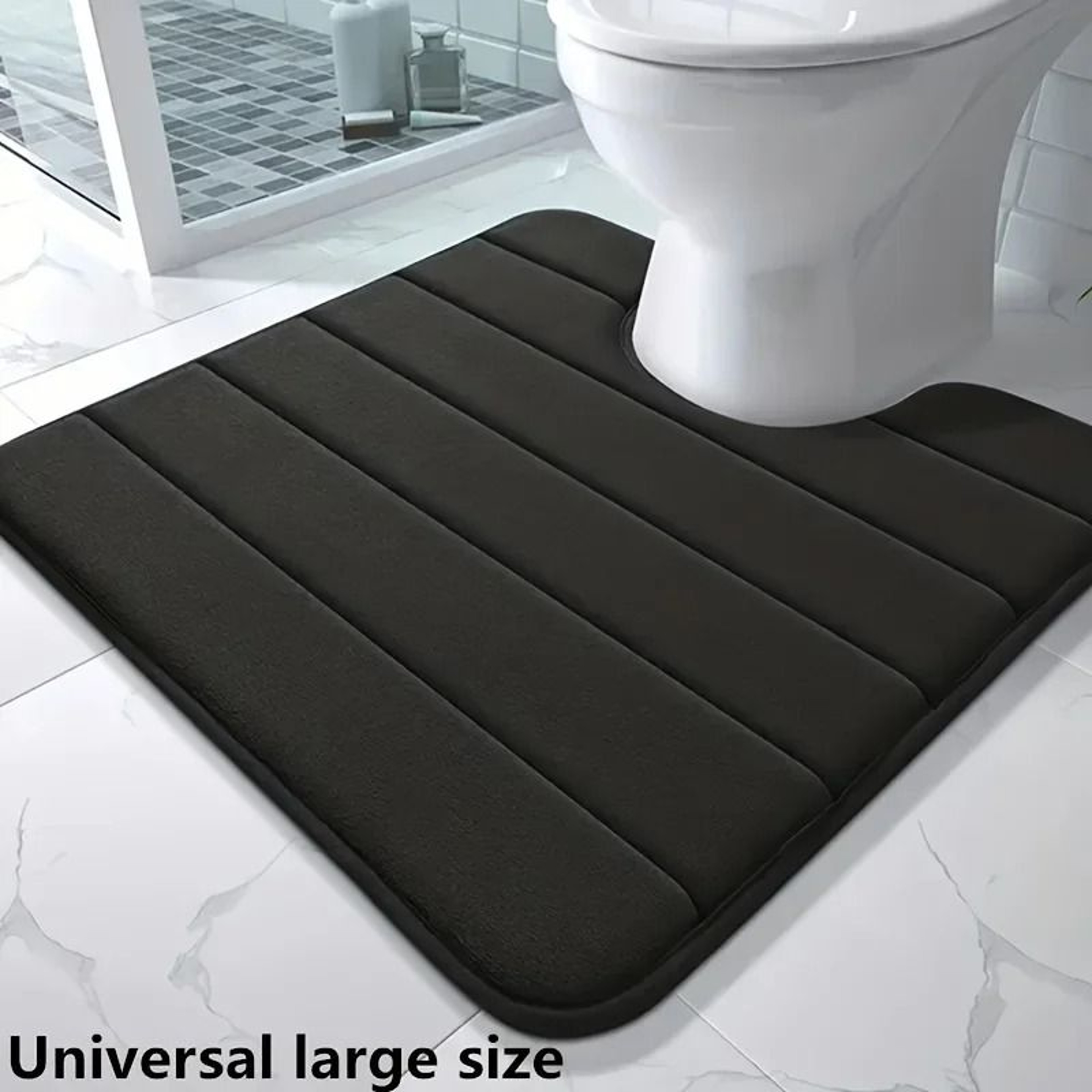 U Shaped Toilet Mat Memory Foam Bathroom Mat Anti Skid Super Absorbent 4