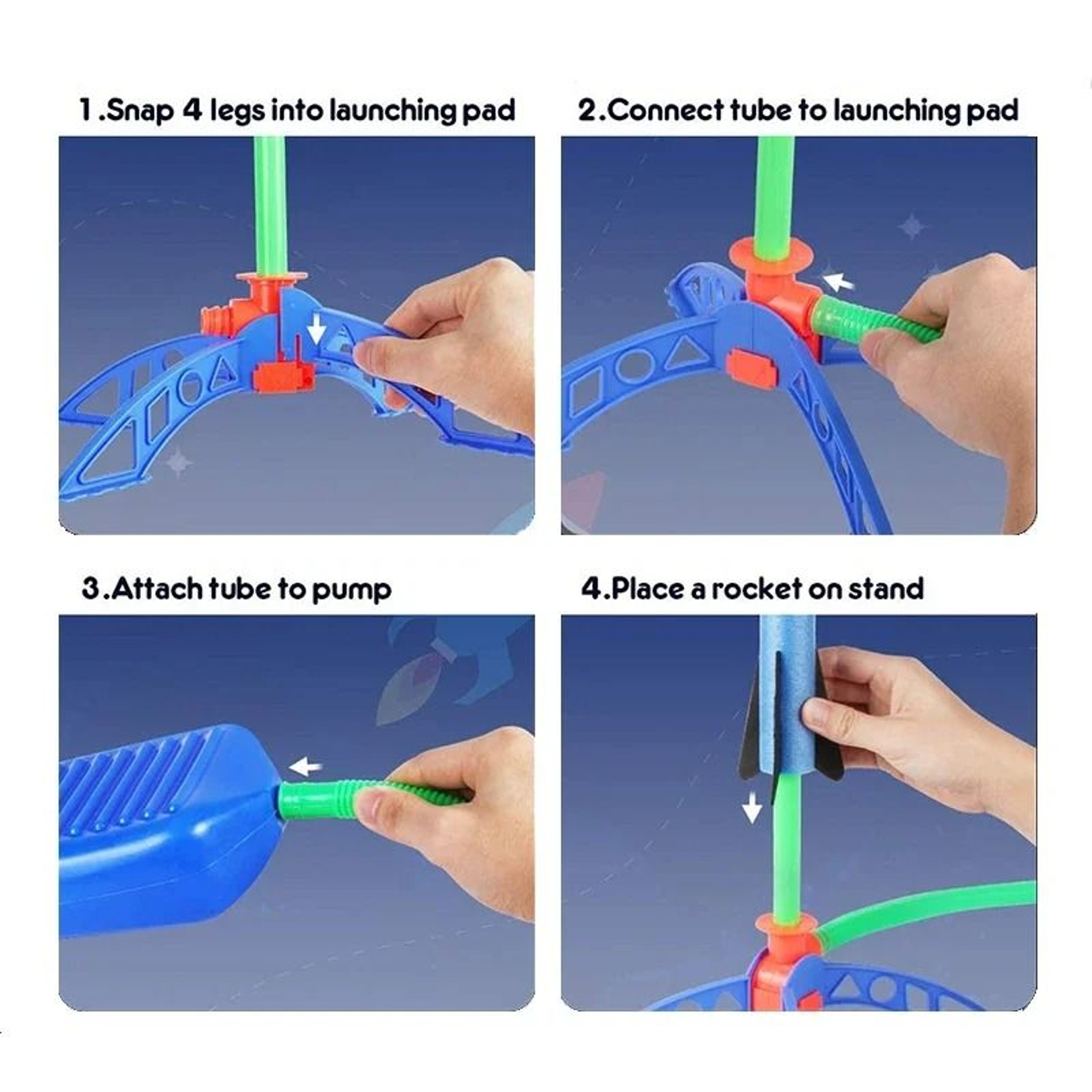 Kids Air Powered Rocket Launcher With Foot Pump For Outdoor Play 4