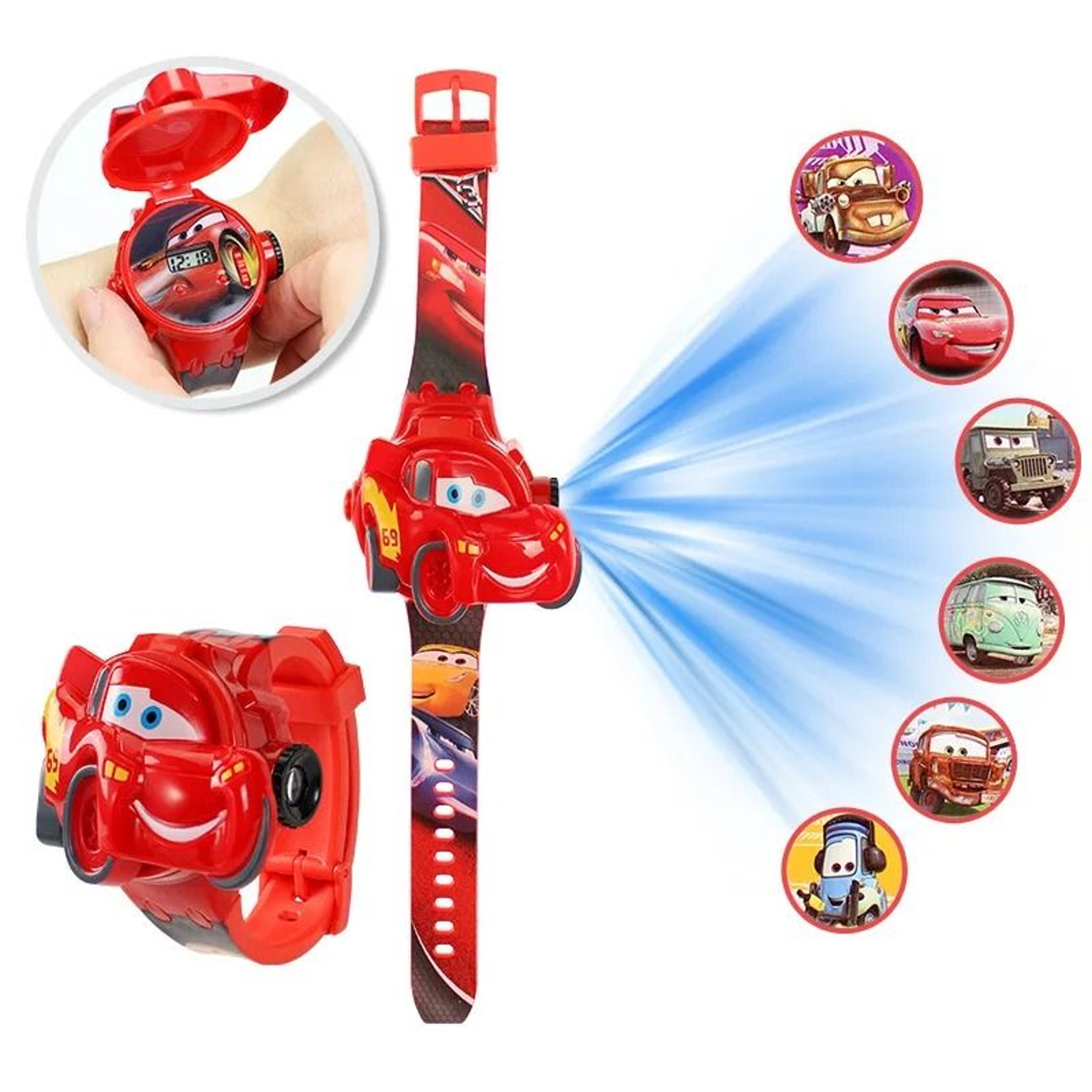 3D Projection Kids Digital Watch With Flip Cover And Cartoon Images 12