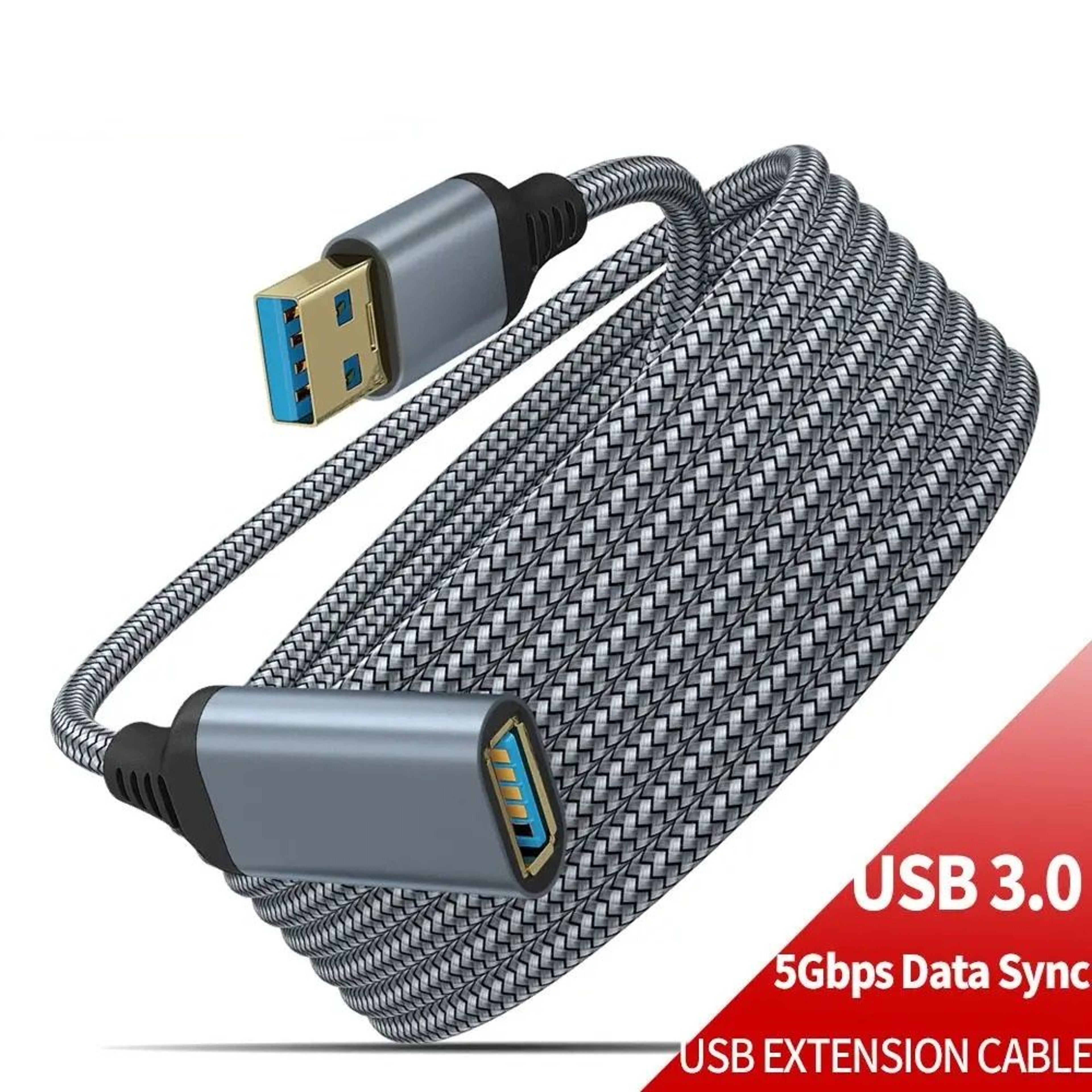 Nylon Braided USB 30 Extension Cable High Speed Data Transfer Male To Female 7