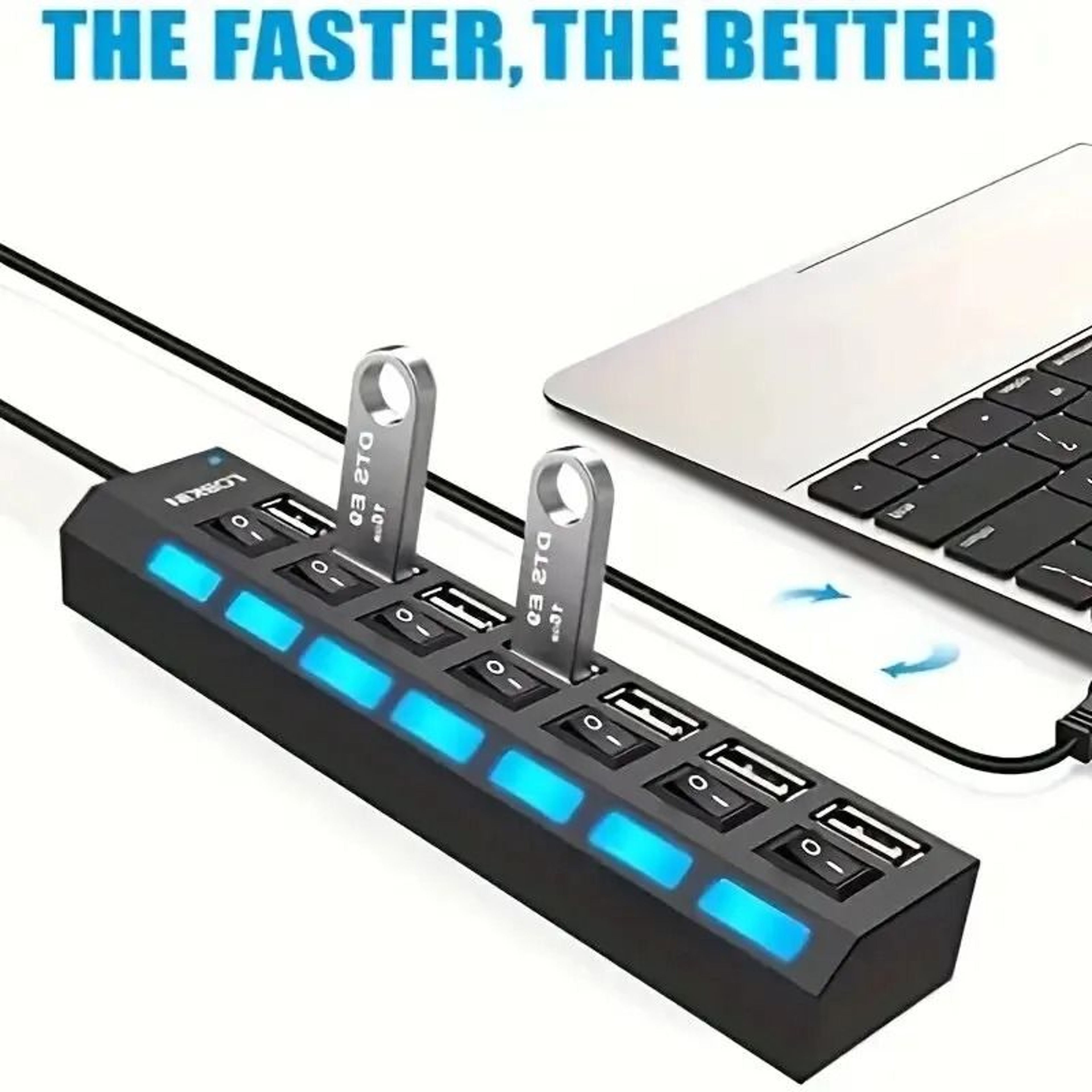 High Speed USB Hub 4 Port Or 7 Port Multi Splitter With LED Switch For PC And Laptop 2