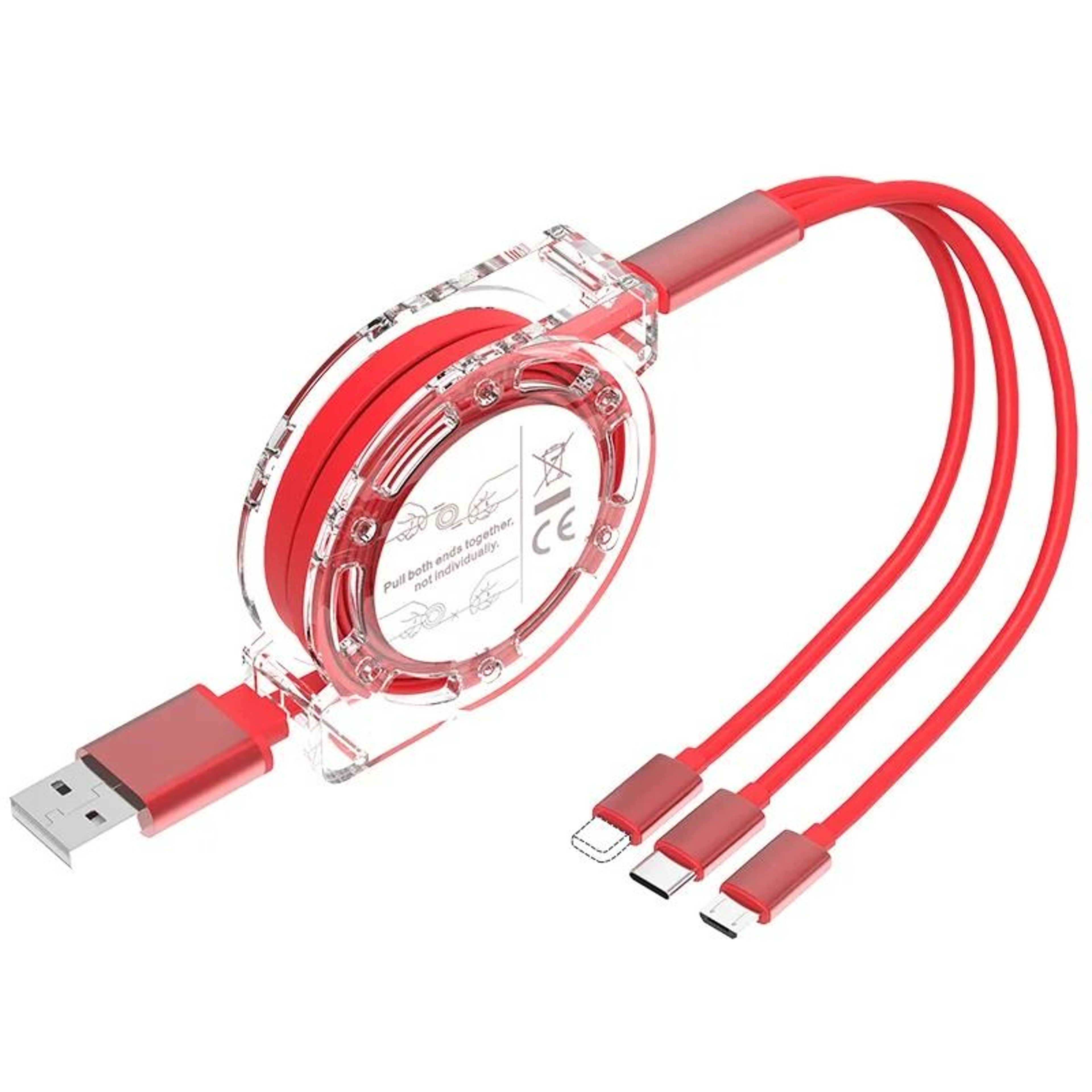 3 In 1 Retractable USB Charging Cable For Type C Micro USB And Lightning Devices 6