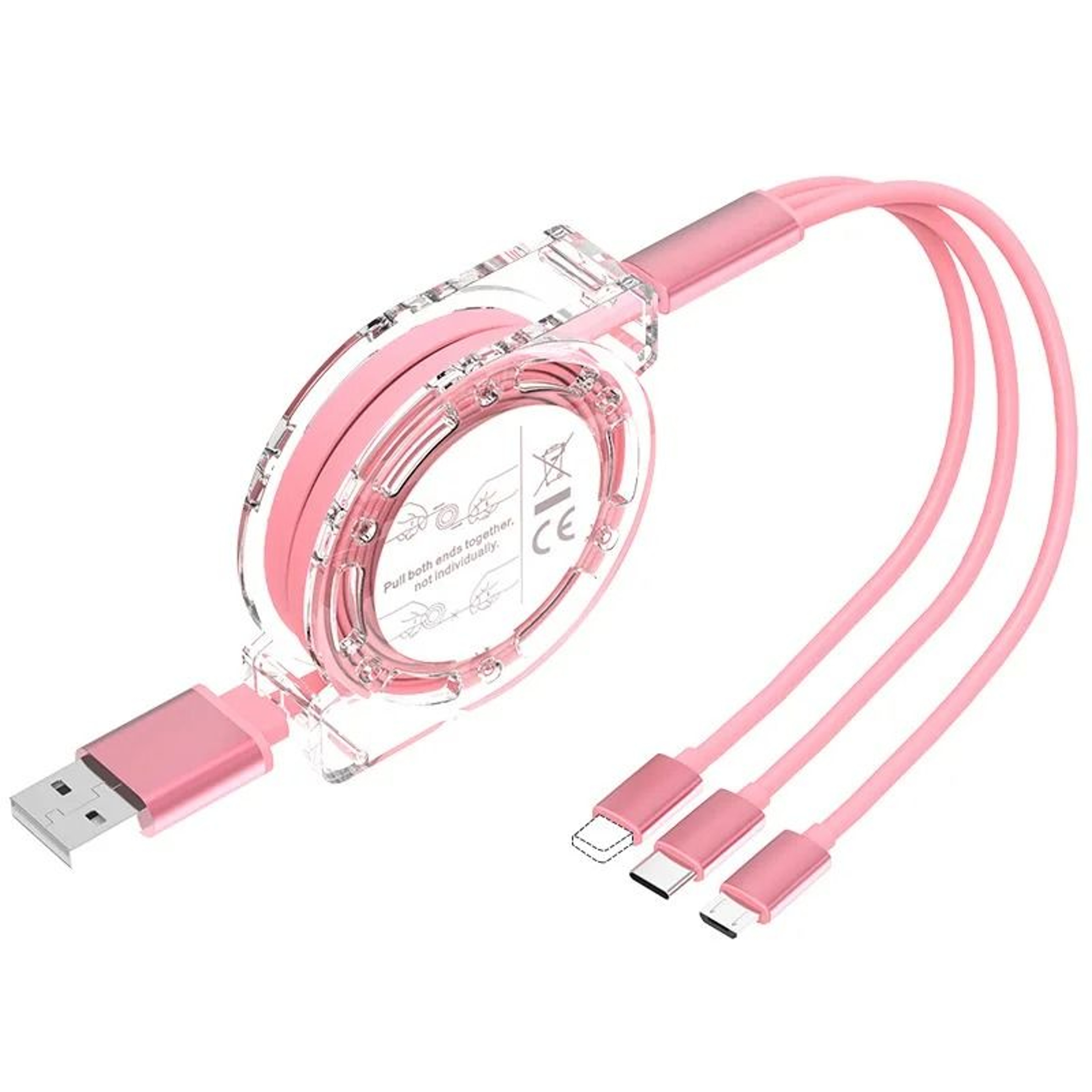 3 In 1 Retractable USB Charging Cable For Type C Micro USB And Lightning Devices 7