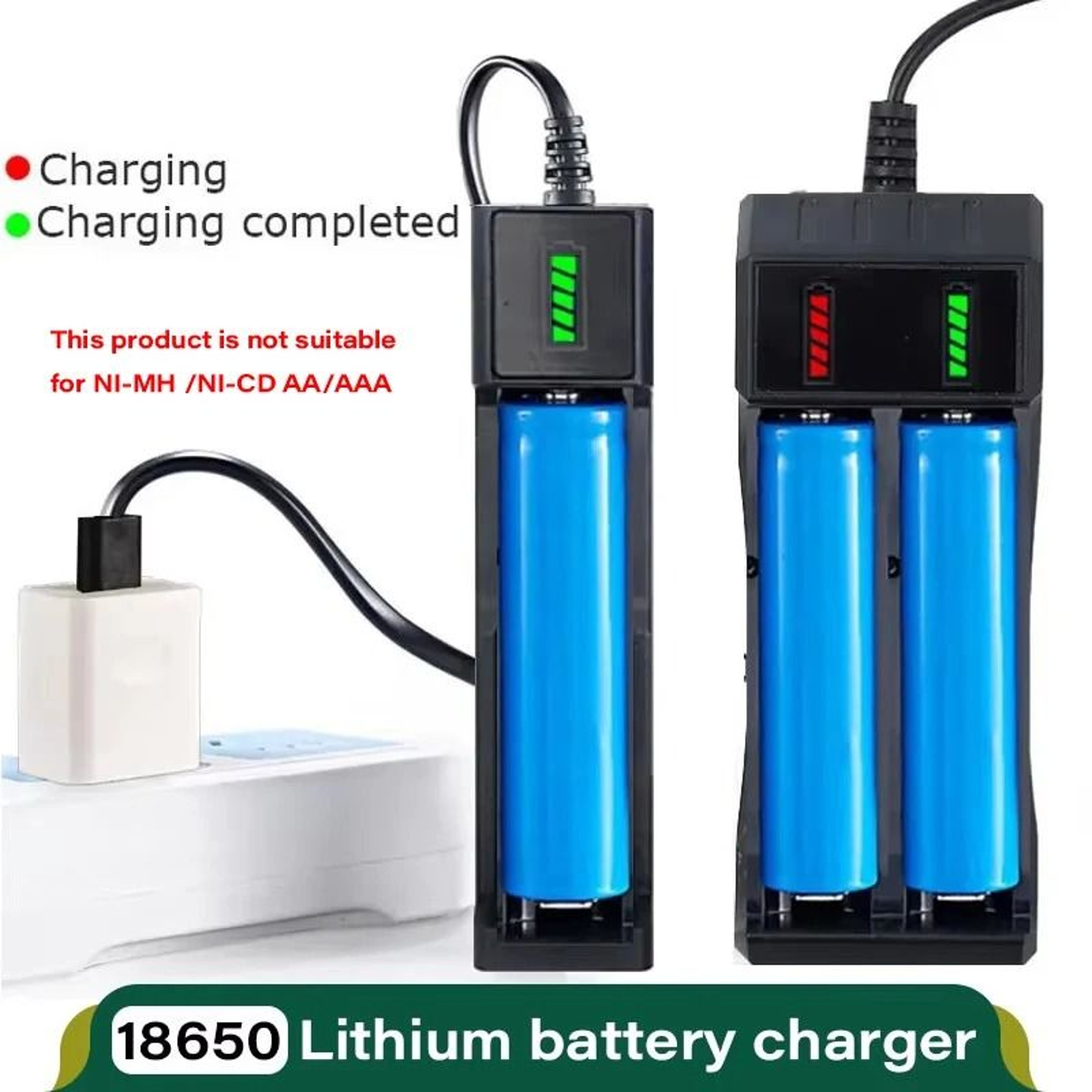 USB Battery Charger For 18650 16340 14500 Rechargeable Lithium Batteries With 1 2 Or 4 Slots 0