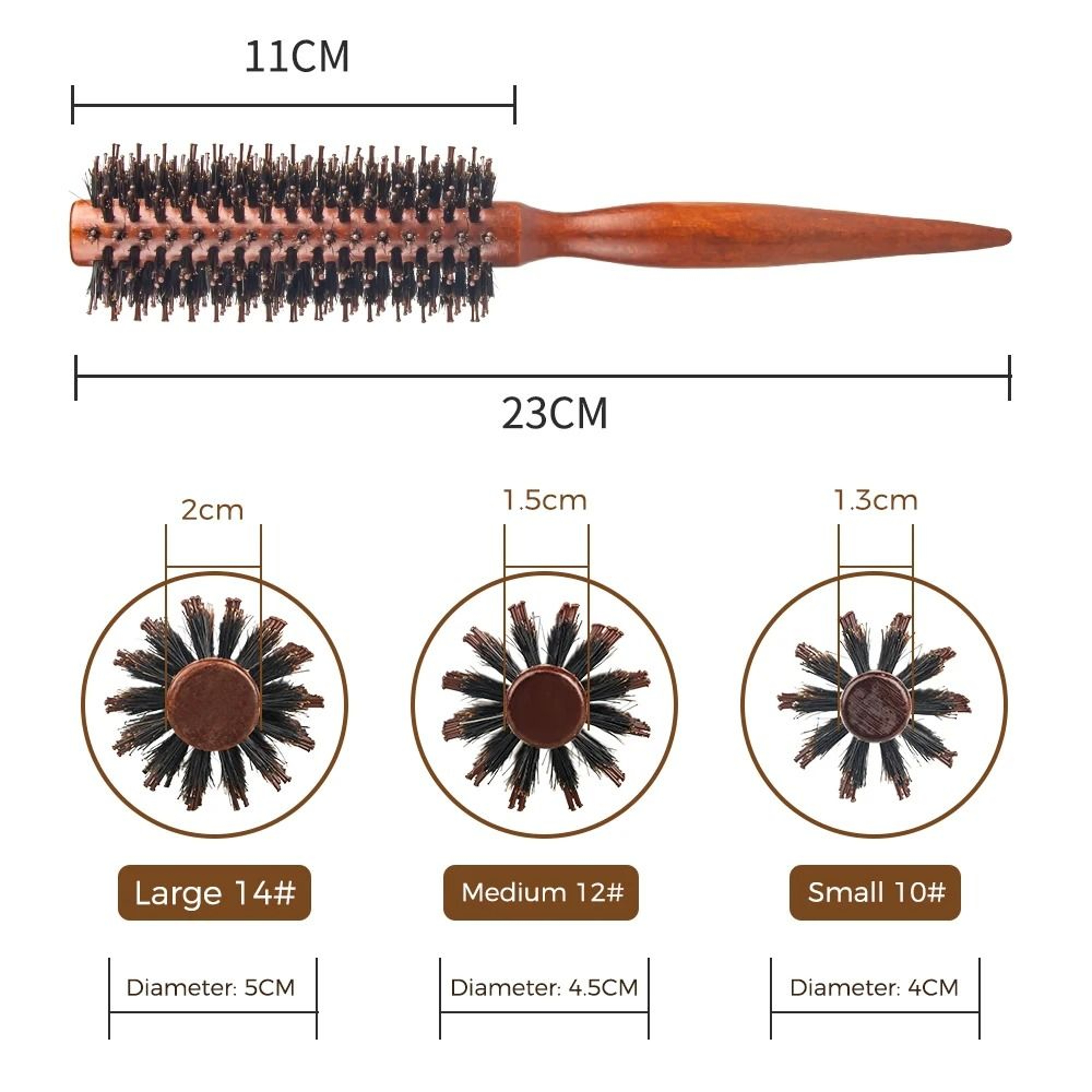 Wood Handle Boar Bristle Round Hair Brush For Styling And Curling 3