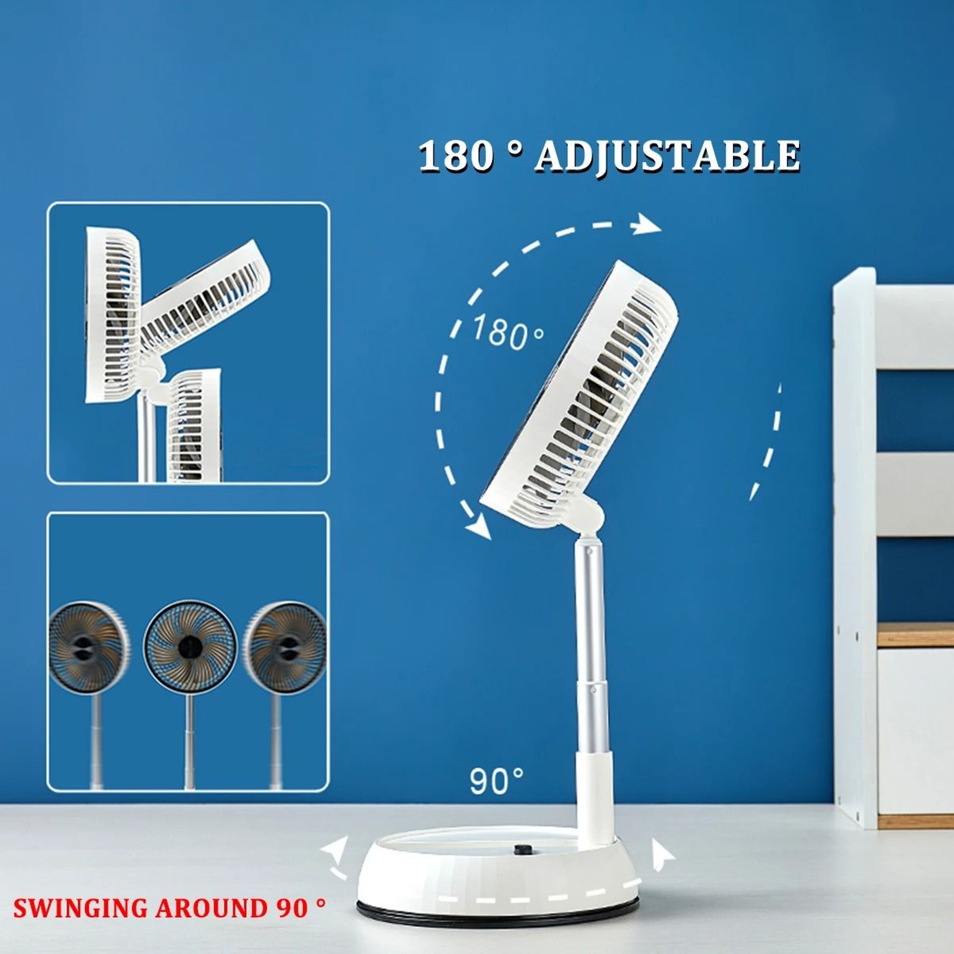 Portable Folding Fan 6000mAh Rechargeable Floor Standing Fan With Remote Control 3