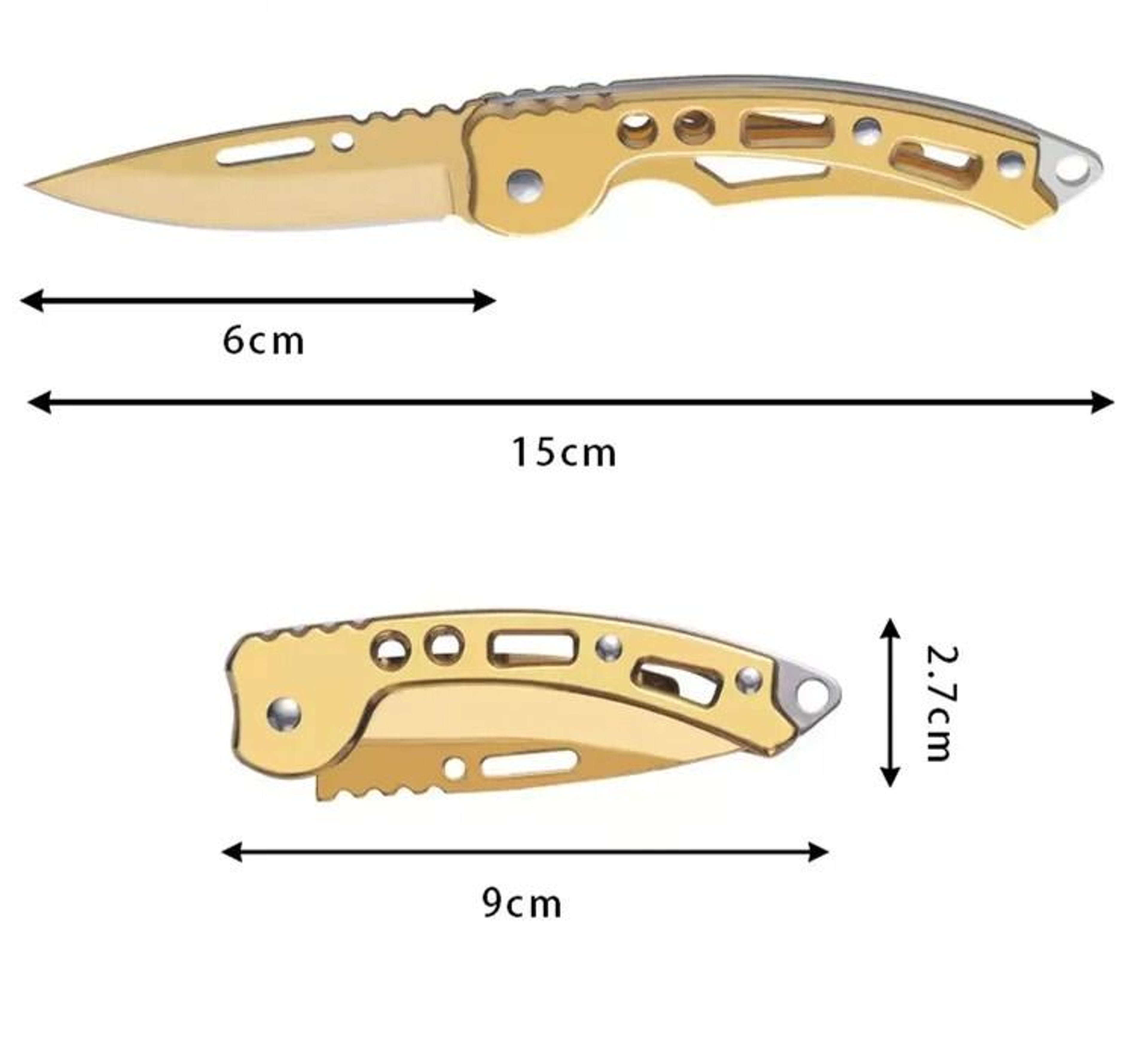 Stainless Steel Folding Pocket Knife With Keychain Clip 6