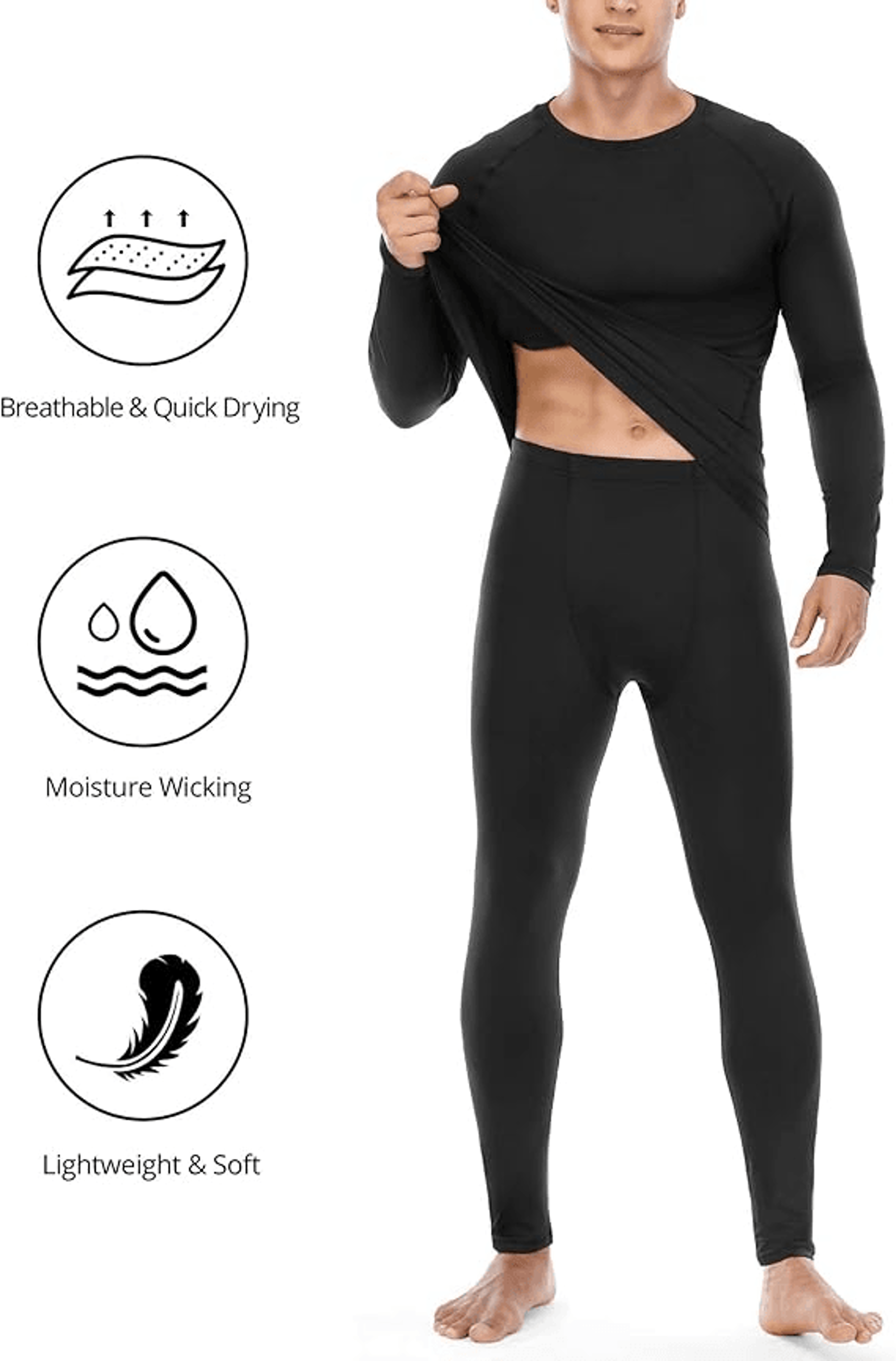 Mens Thermal Underwear Set Long Sleeve Top and Bottom – view 15