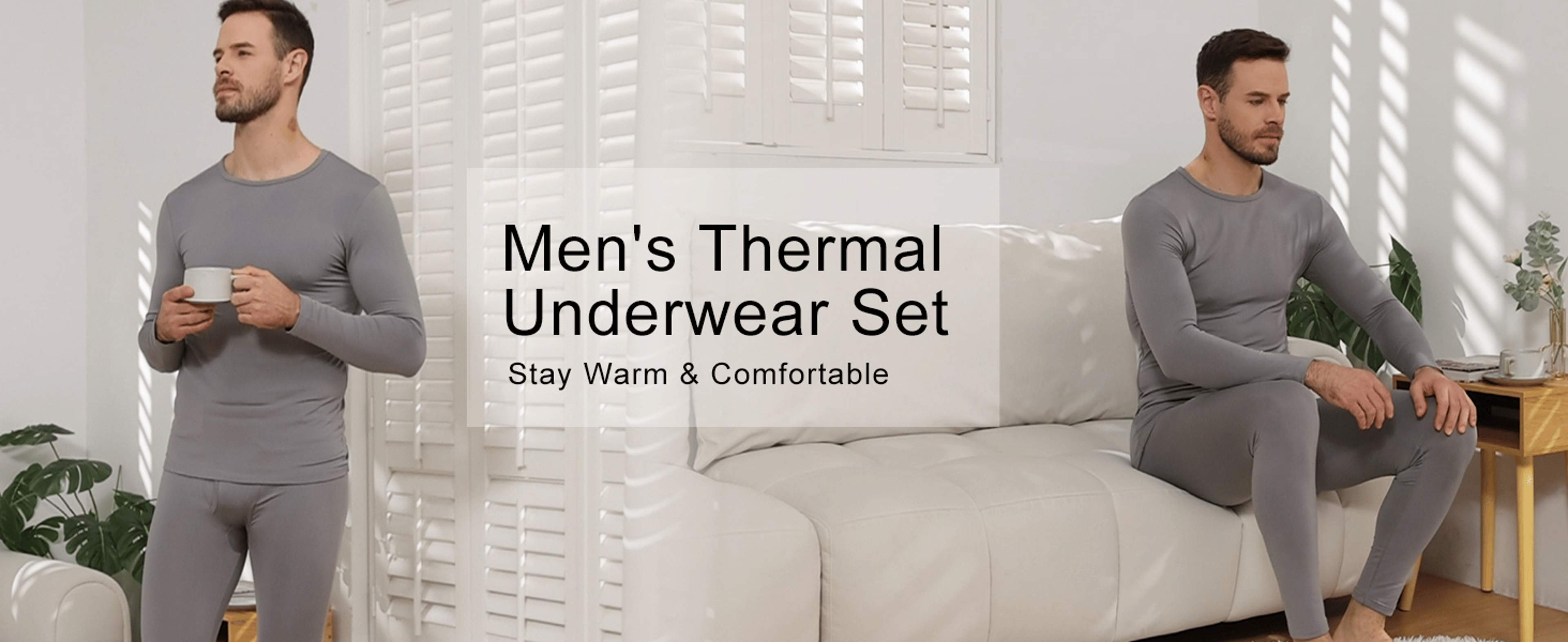 Mens Thermal Underwear Set Long Sleeve Top and Bottom – view 18