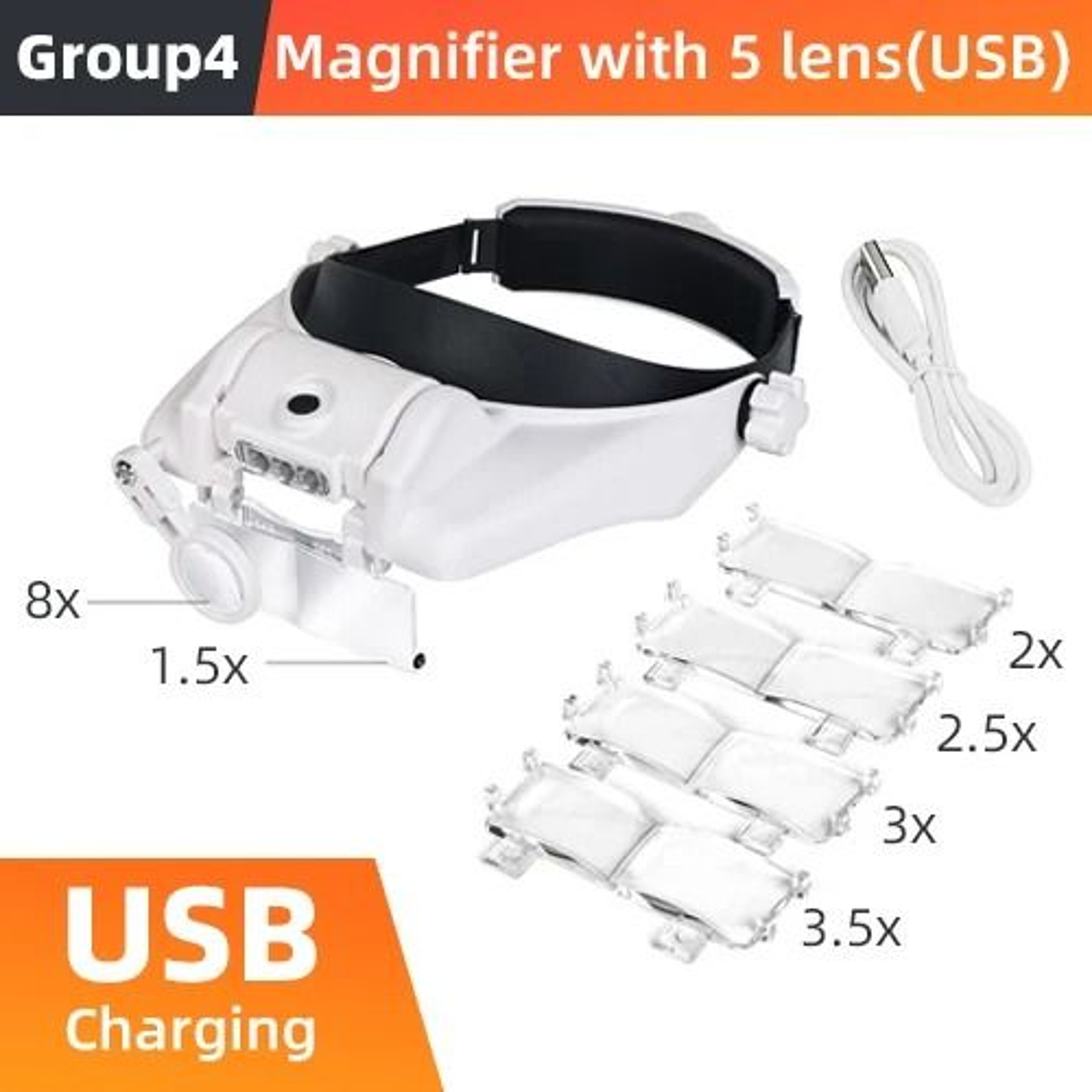 LED Headband Magnifier With Interchangeable Lenses For Hands Free Work 9