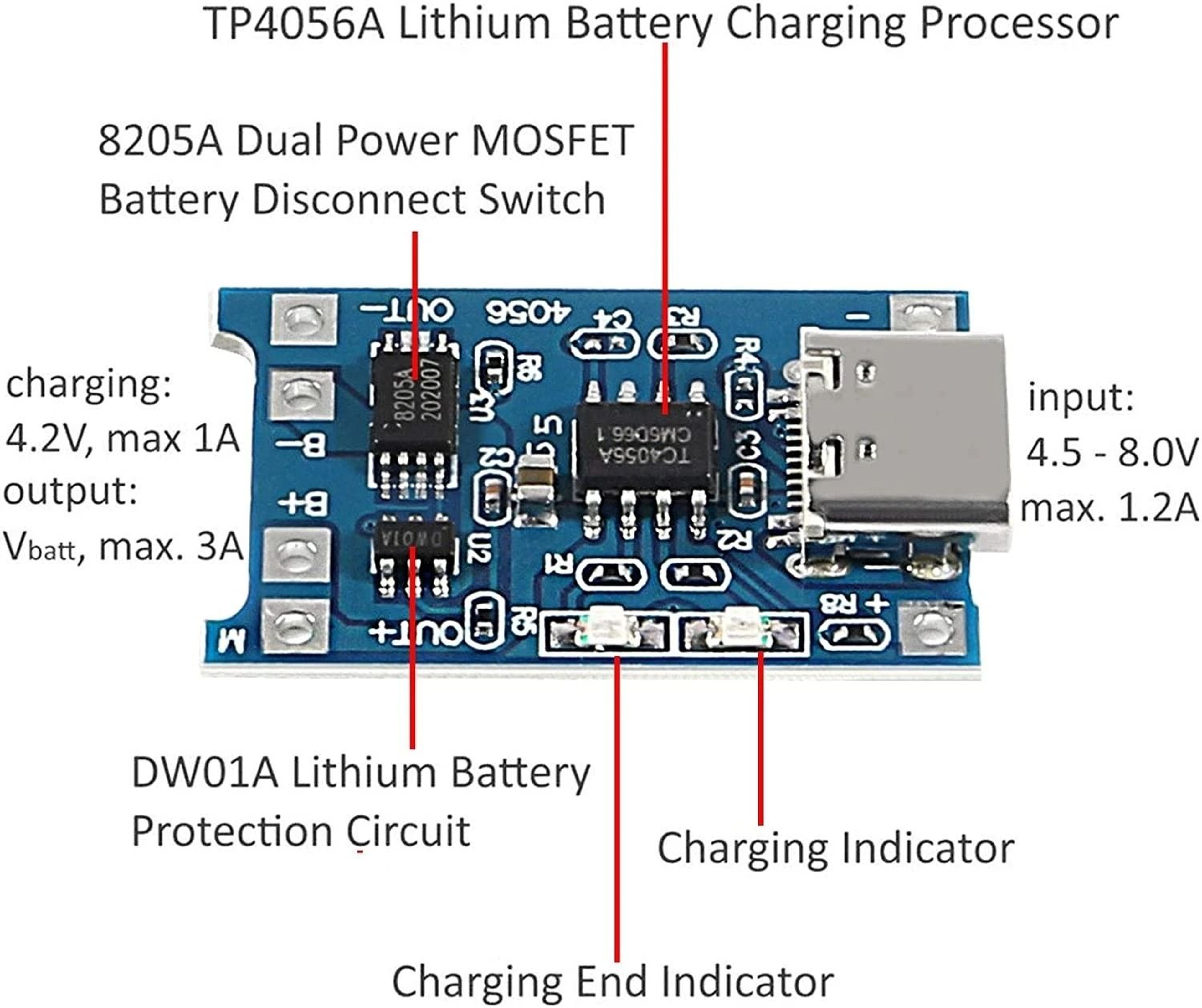 18650 Lithium Battery Charger Module 5V 1A With Protection 4