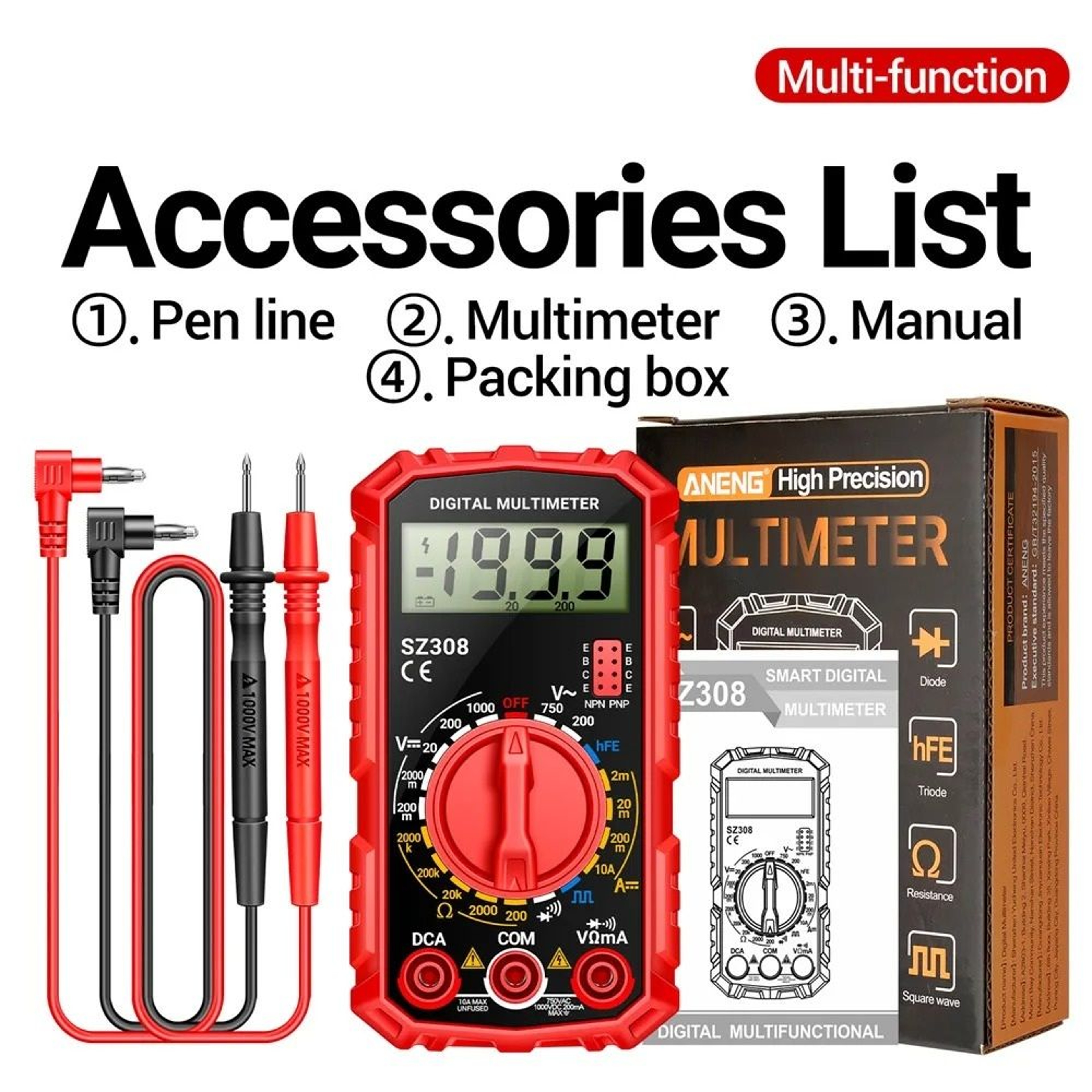 Digital Multimeter AC DC Voltage And Current Tester 6