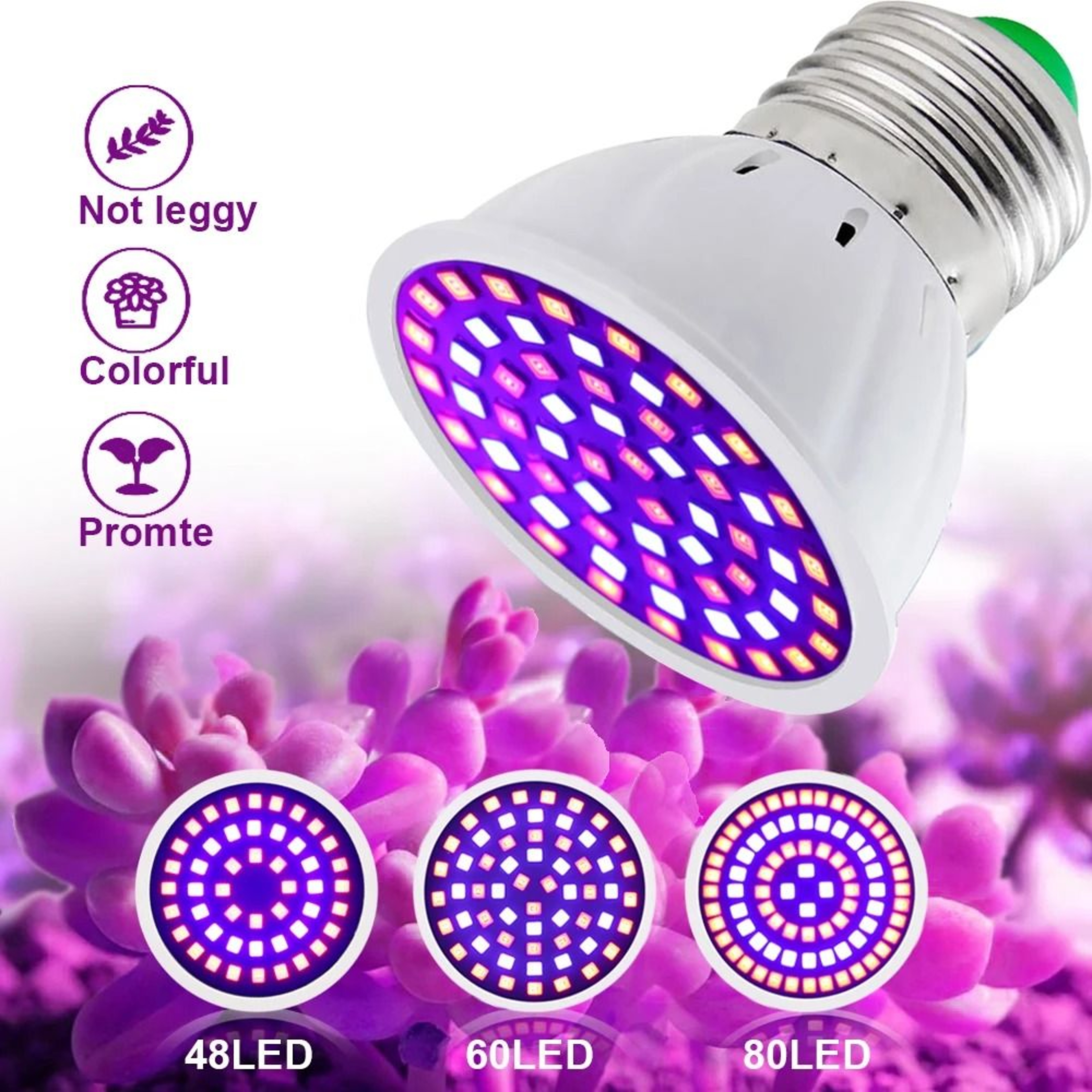 Full Spectrum LED Grow Bulb For Indoor Plants E27 60 And 80 LED Options 0