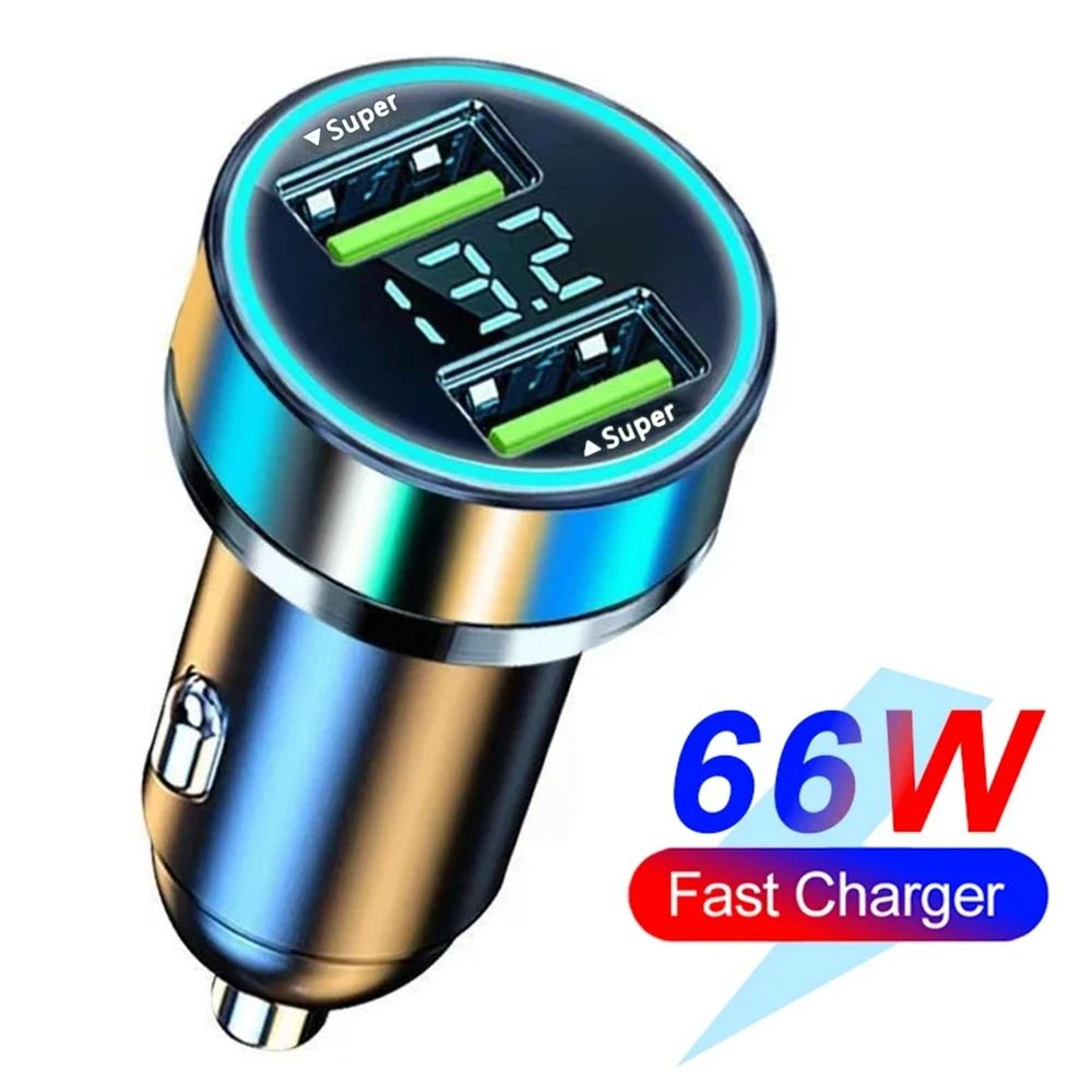 Fast Charge Car Charger With Digital Display 4 USB And 2 PD Ports 11